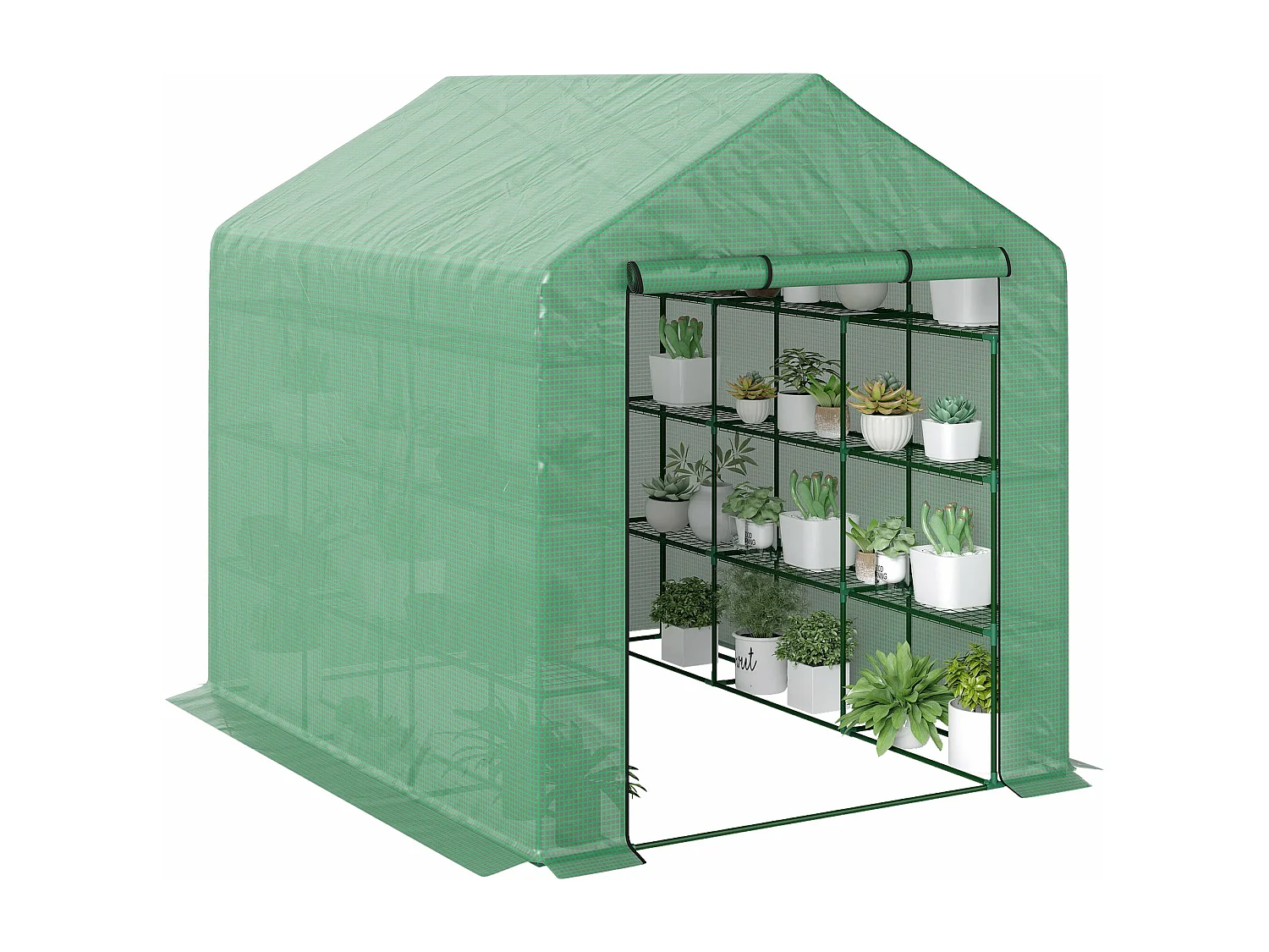 Estufa de Jardim Espaçosa com Prateleiras, Porta Deslizante e Estrutura de Aço - Ideal para Cultivar Plantas e Flores