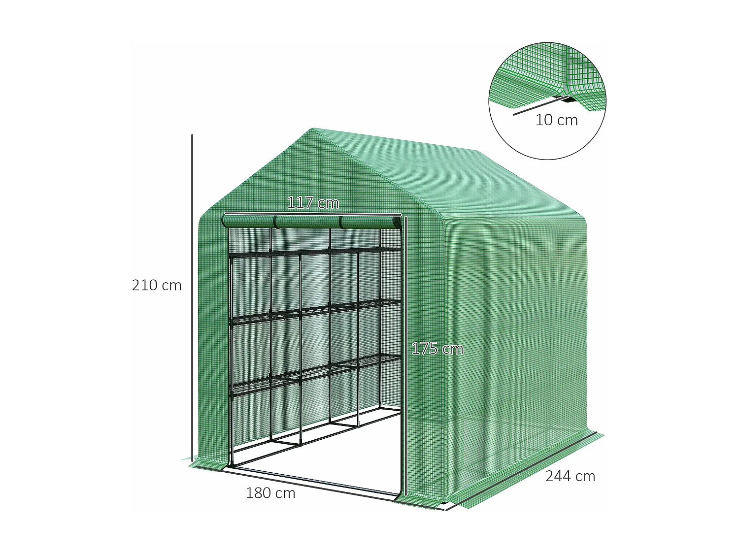 Estufa de Jardim Espaçosa com Prateleiras, Porta Deslizante e Estrutura de Aço - Ideal para Cultivar Plantas e Flores