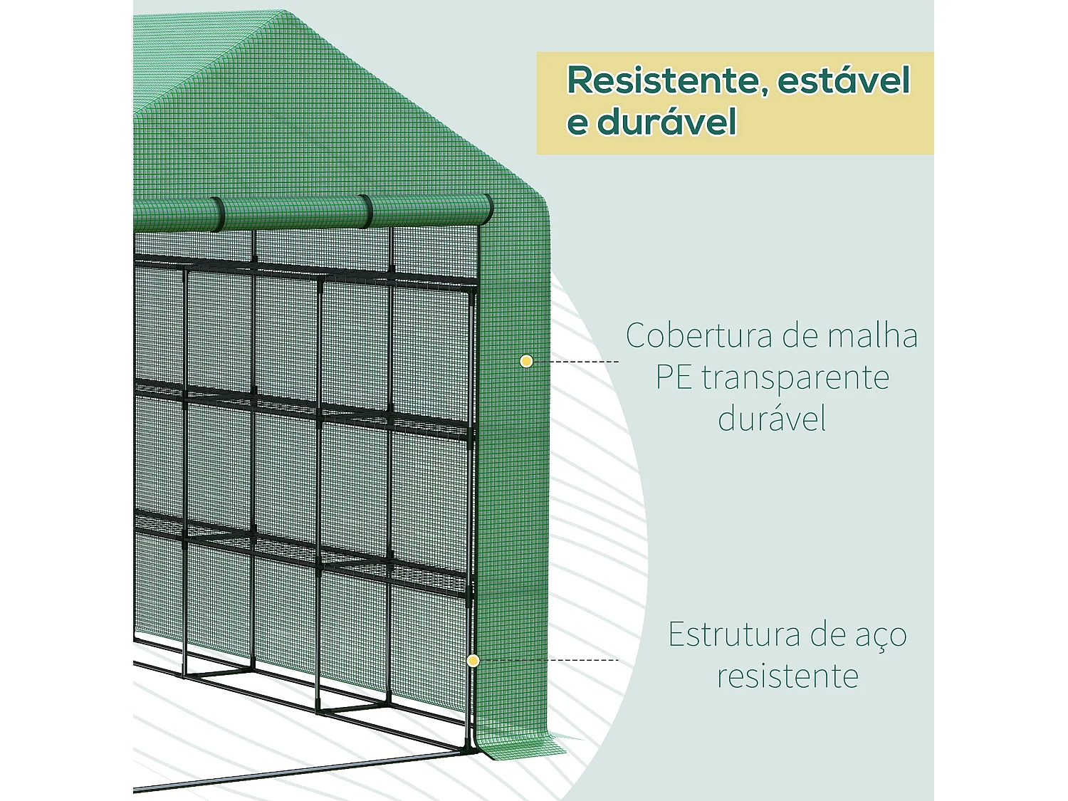 Estufa de Jardim Espaçosa com Prateleiras, Porta Deslizante e Estrutura de Aço - Ideal para Cultivar Plantas e Flores