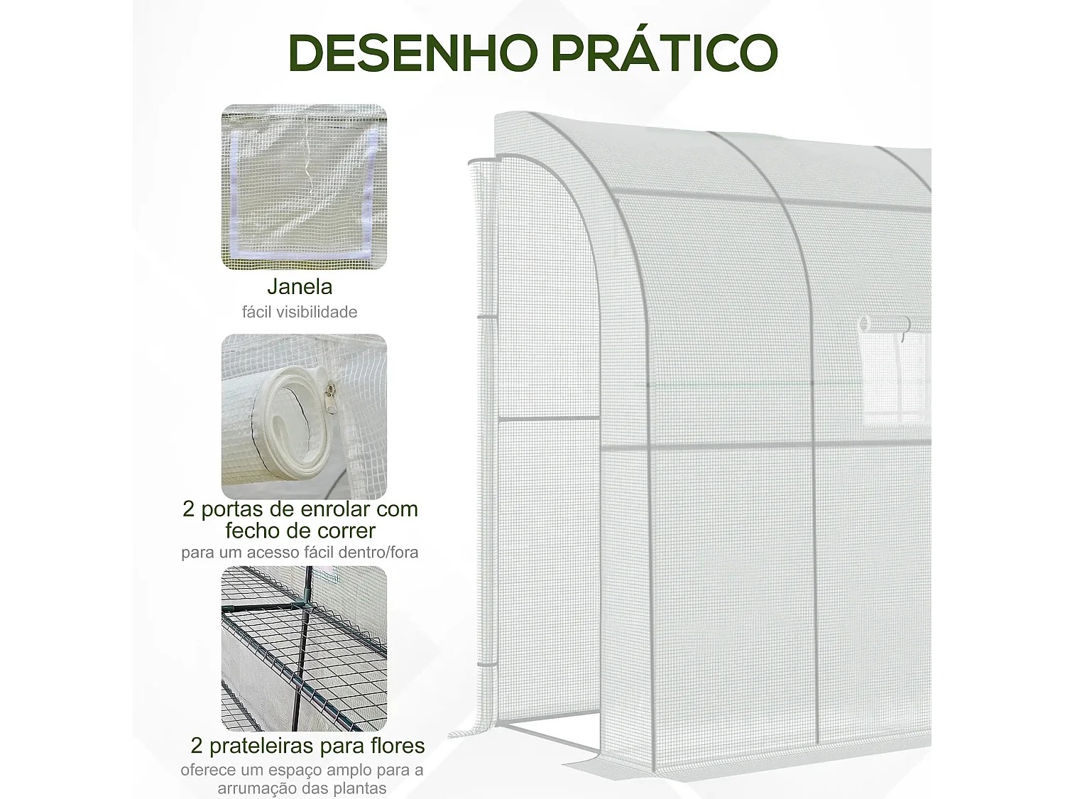 Estufa de Jardim Faro Pequena com 3 Prateleiras – Ideal para Cultivo Compacto