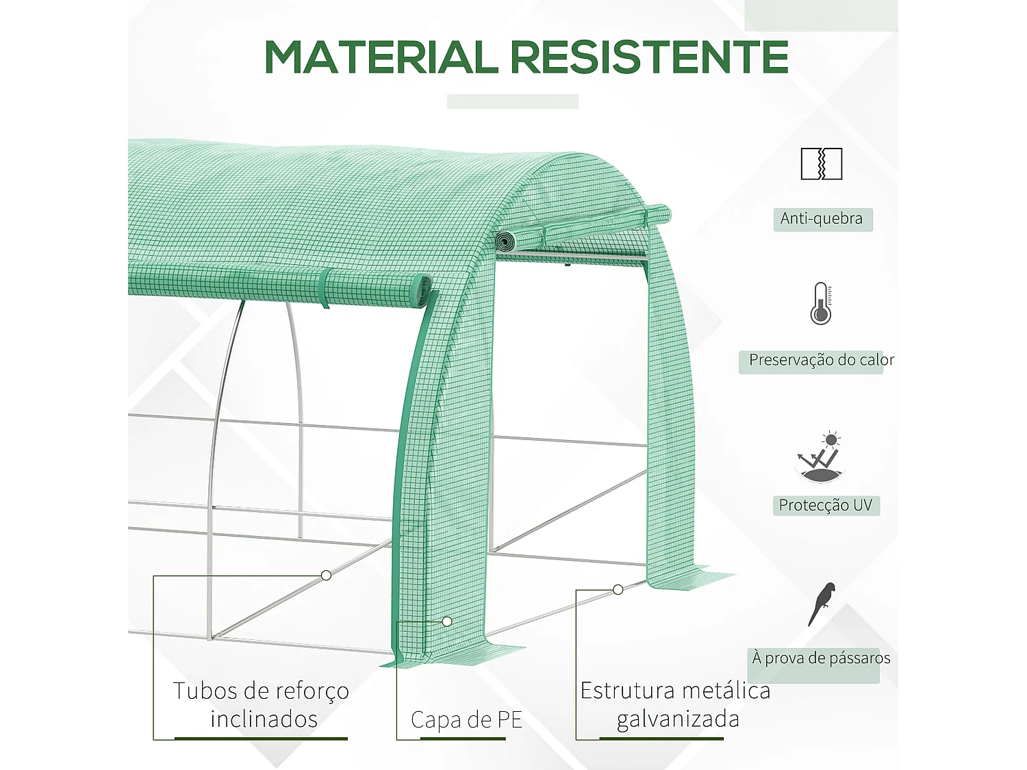 Estufa de Túnel para Jardim 597x300x200 cm com Ventilação e Estrutura de Aço Galvanizado