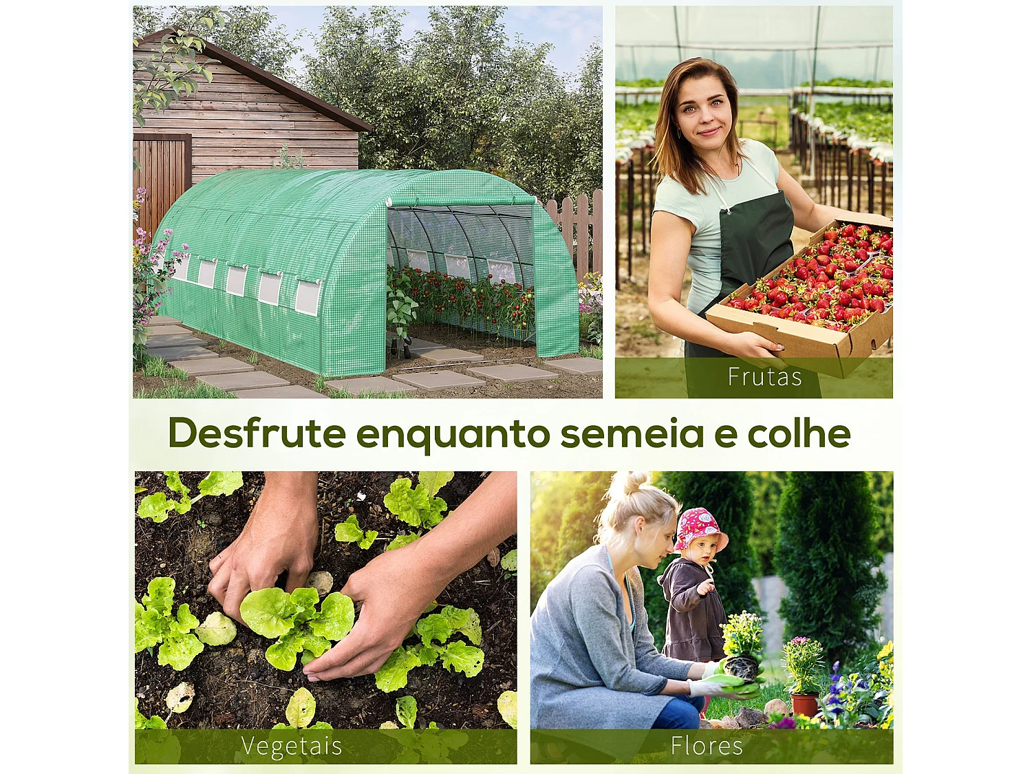 Estufa de Túnel para Jardim 597x300x200 cm com Ventilação e Estrutura de Aço Galvanizado