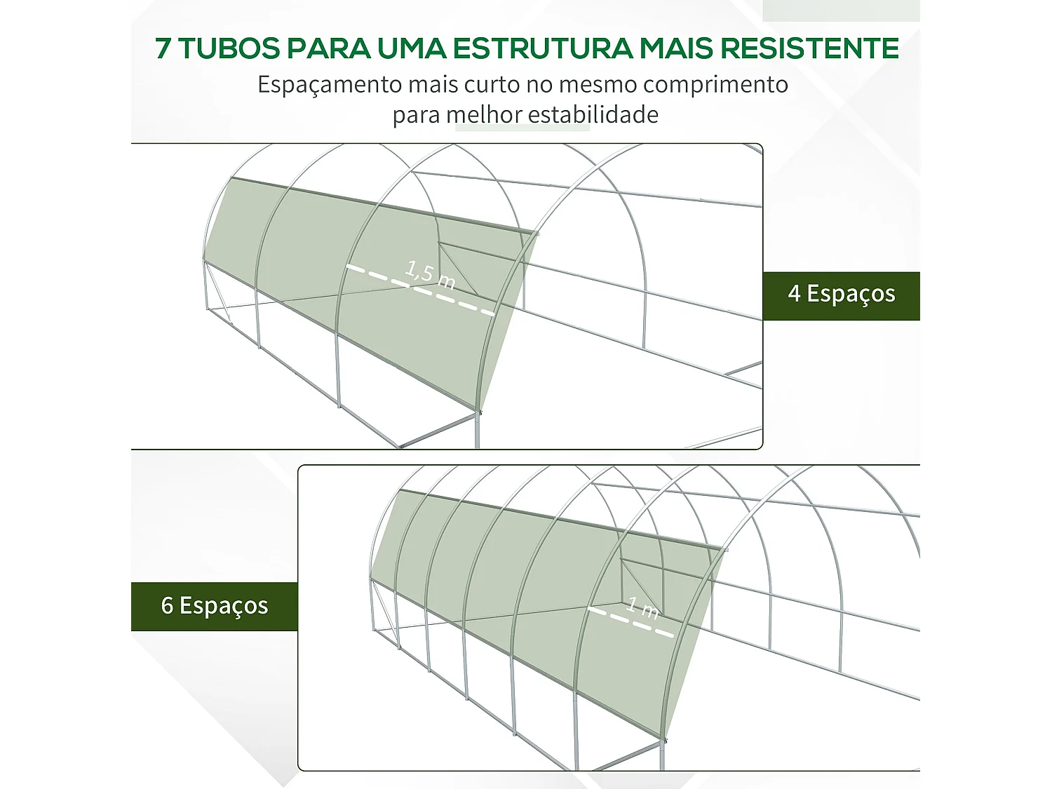 Estufa de Túnel para Jardim 597x300x200 cm com Ventilação e Estrutura de Aço Galvanizado
