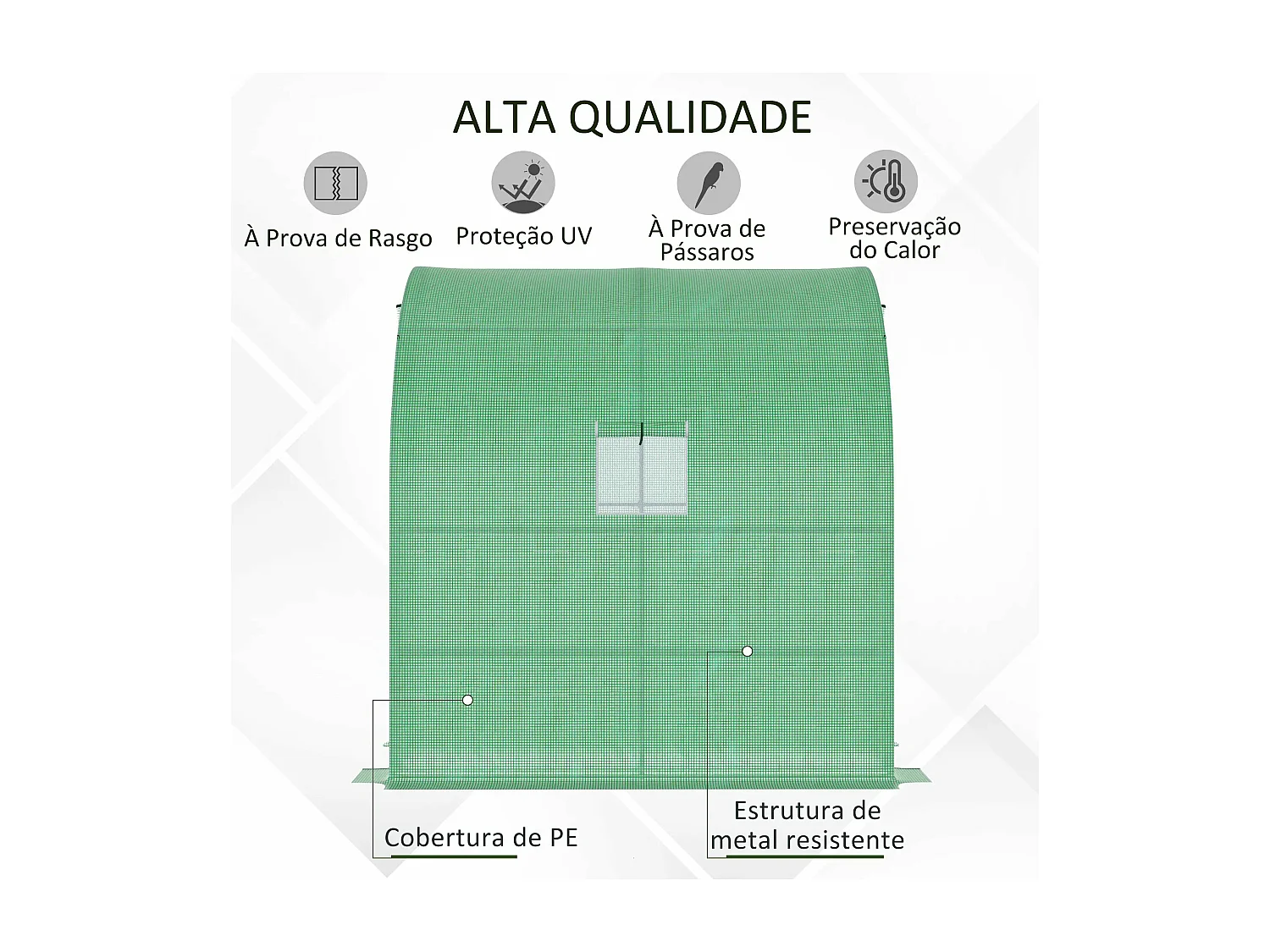 Estufa de Jardim Faro Pequena com 3 Prateleiras e Ventilação Otimizada - 200x100x215 cm