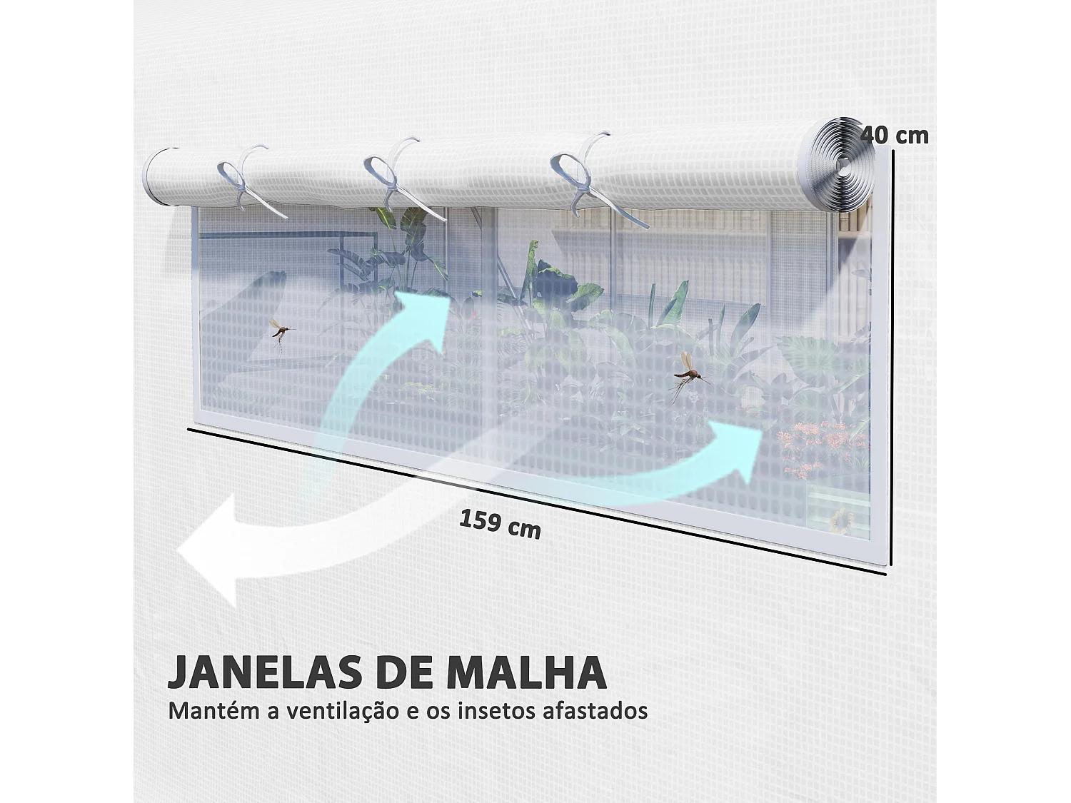 Estufa Túnel 6x3x2 m para Jardim com Janelas e Portas Enroláveis - Proteção UV e Estrutura Resistente