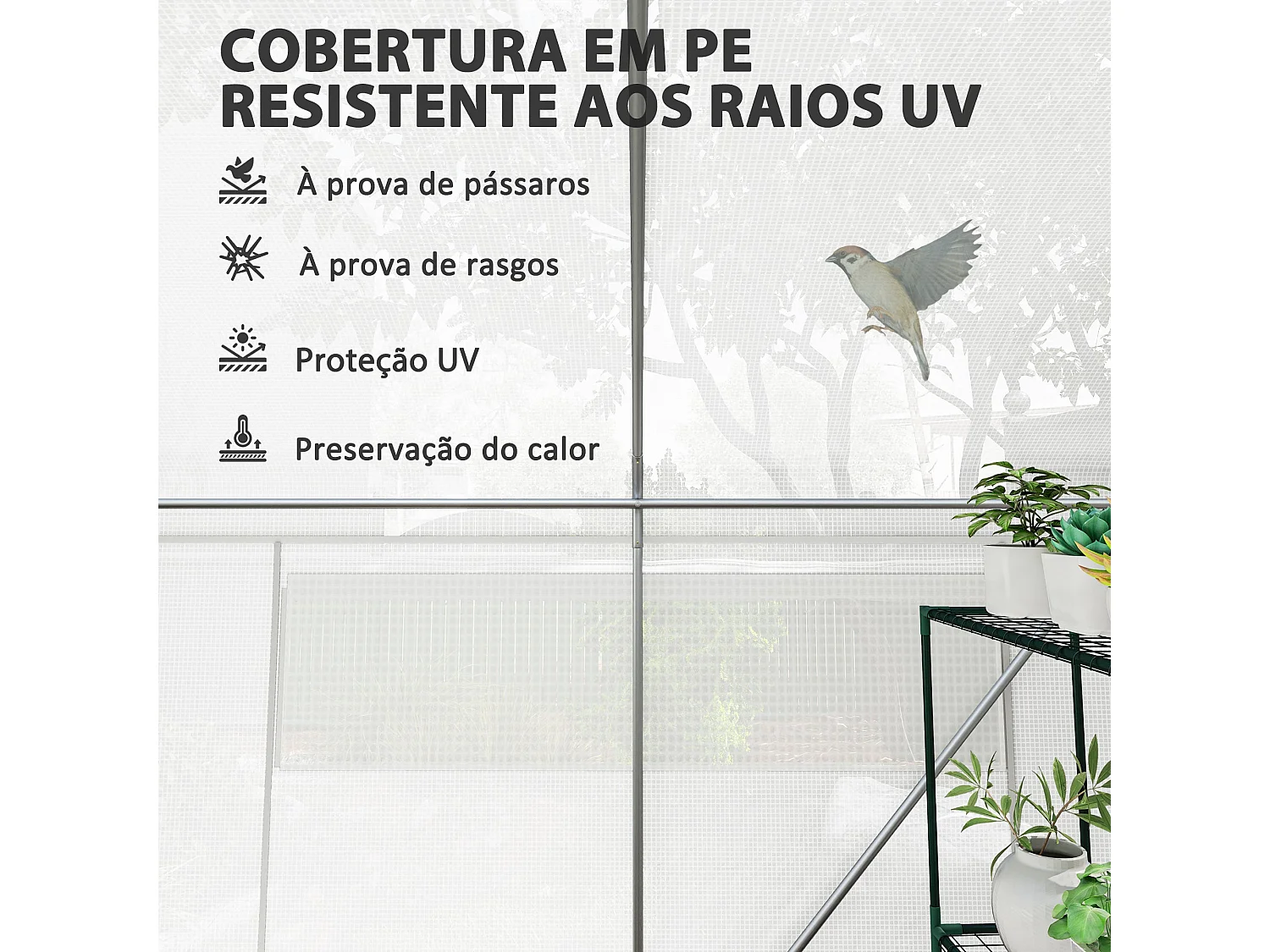 Estufa Túnel 6x3x2 m para Jardim com Janelas e Portas Enroláveis - Proteção UV e Estrutura Resistente