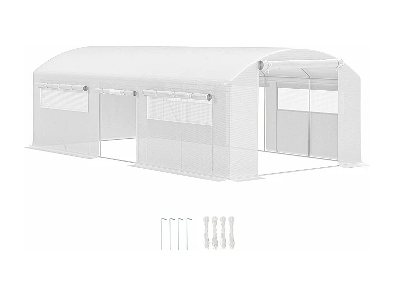 Estufa Túnel 6x3x2 m para Jardim com Janelas e Portas Enroláveis - Proteção UV e Estrutura Resistente
