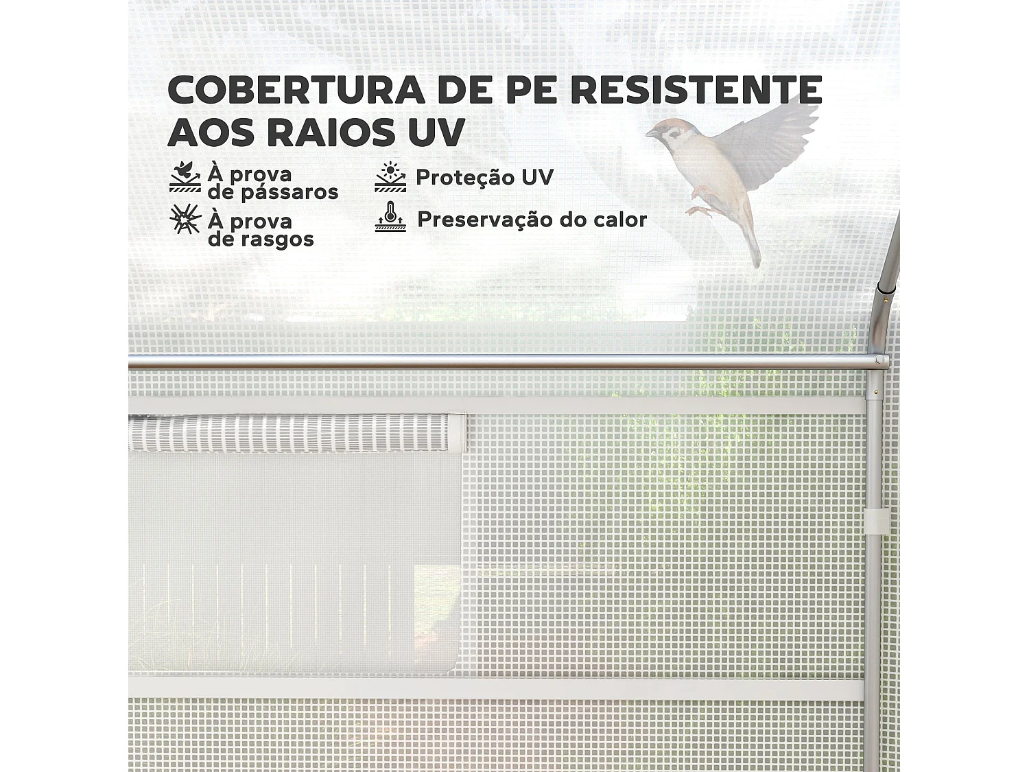 Estufa de Jardim Túnel 4x3x2 m com Janelas e Porta Enrolável para Cultivo de Plantas