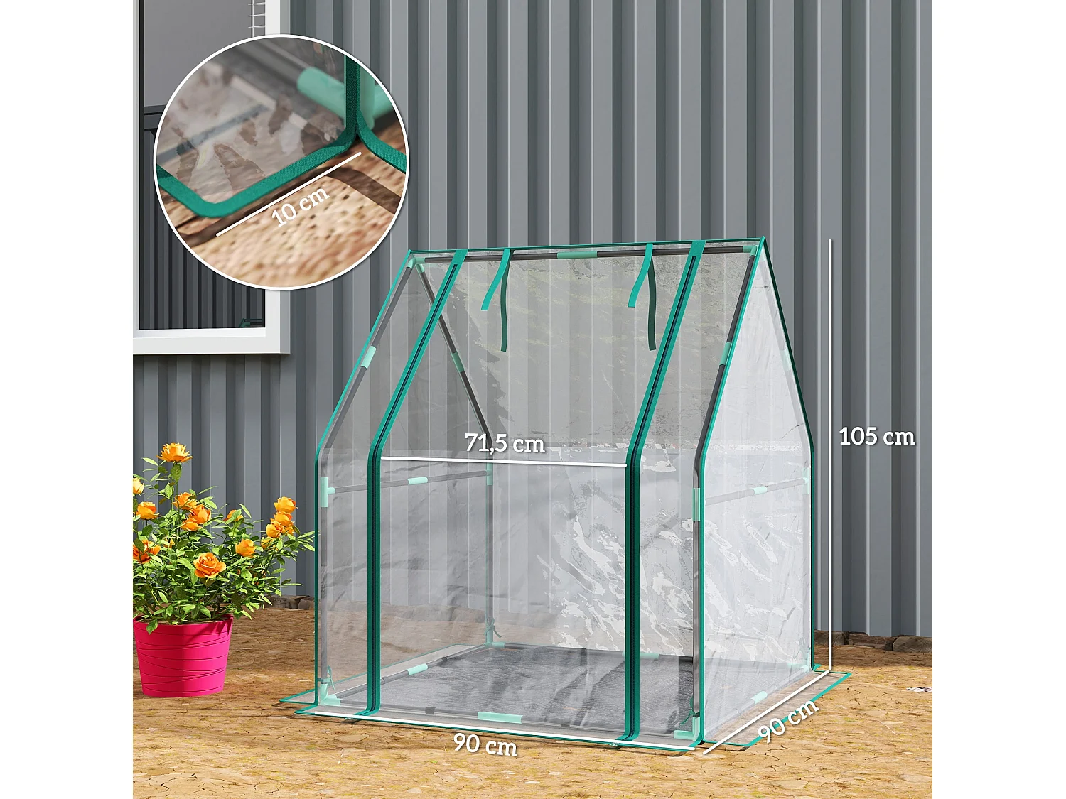 Estufa Pequena para Cultivar Plantas com Estrutura de Aço e Cobertura Impermeável 90x90x105 cm