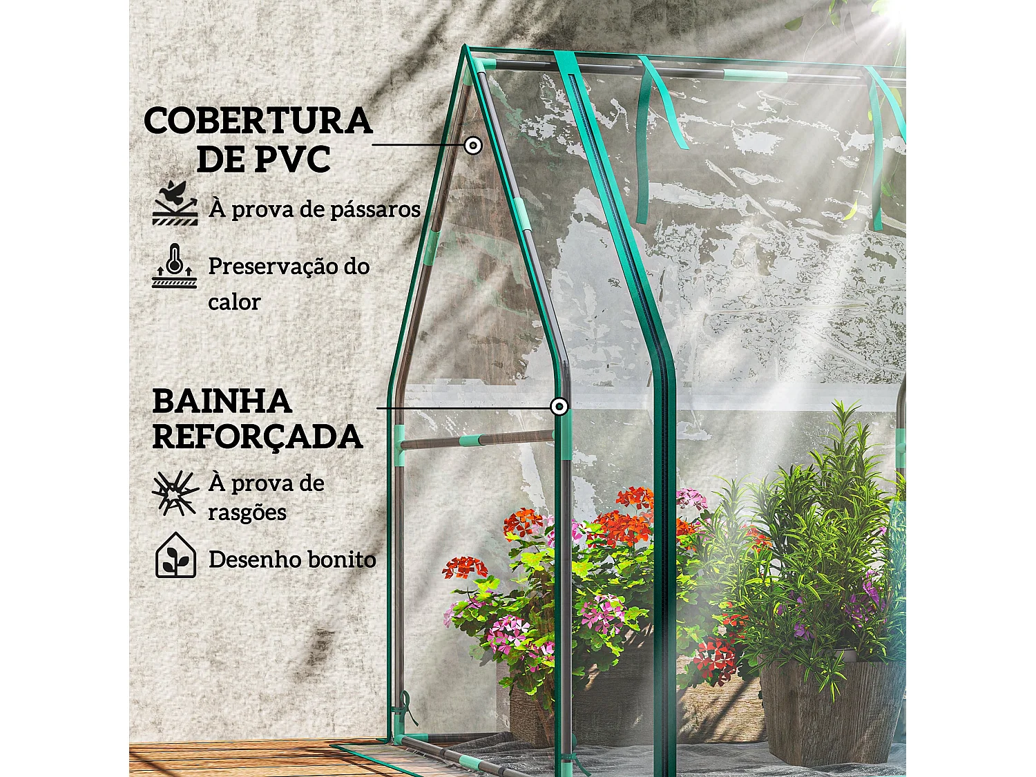 Estufa Pequena para Cultivar Plantas com Estrutura de Aço e Cobertura Impermeável 90x90x105 cm