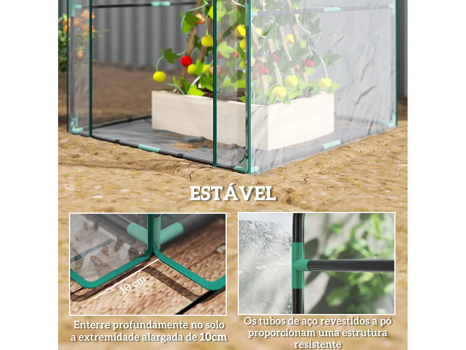 Estufa Pequena para Cultivar Plantas com Estrutura de Aço e Cobertura Impermeável 90x90x105 cm