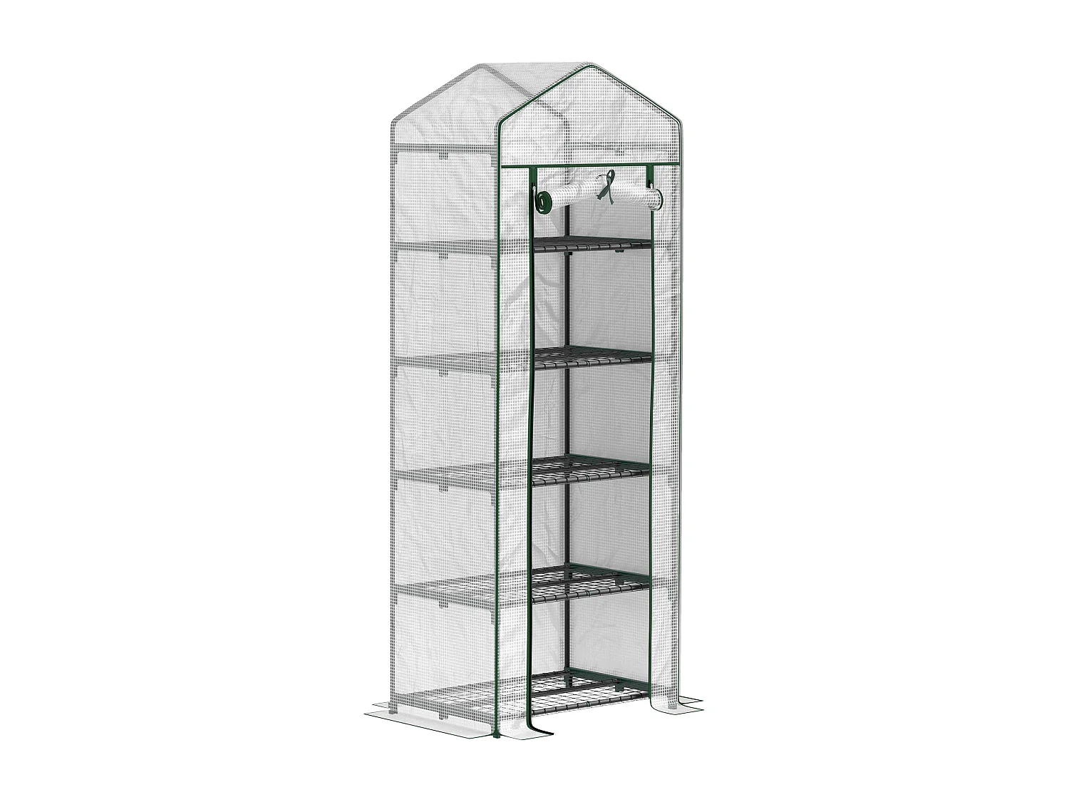 Estufa de Jardim Vertical Compacta com 5 Prateleiras e Cobertura Transparente de PE e Aço Verde
