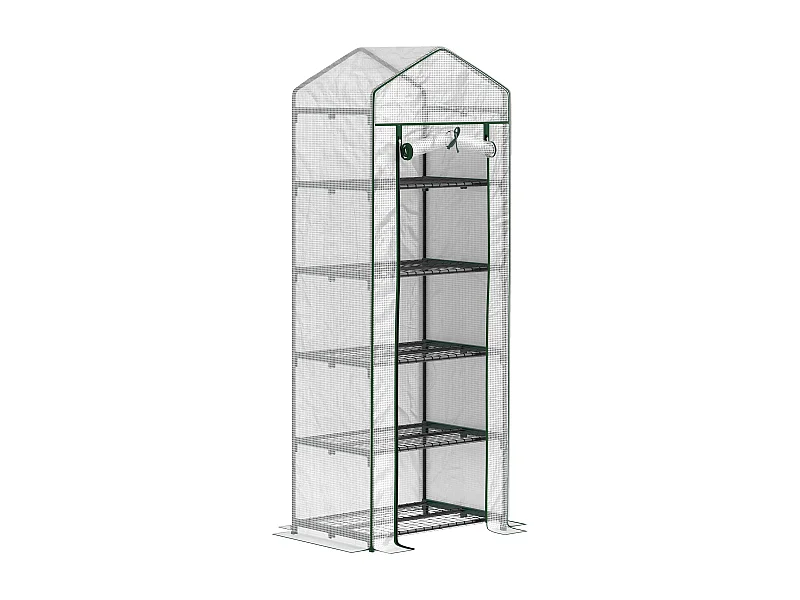 Estufa de Jardim Vertical Compacta com 5 Prateleiras e Cobertura Transparente de PE e Aço Verde
