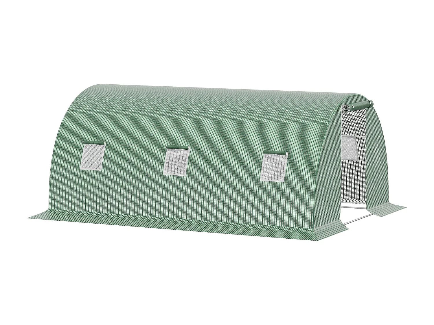 Estufa Tipo Túnel 4,5x3x2 m para Jardim com Janelas de Malha e Porta Enrolável