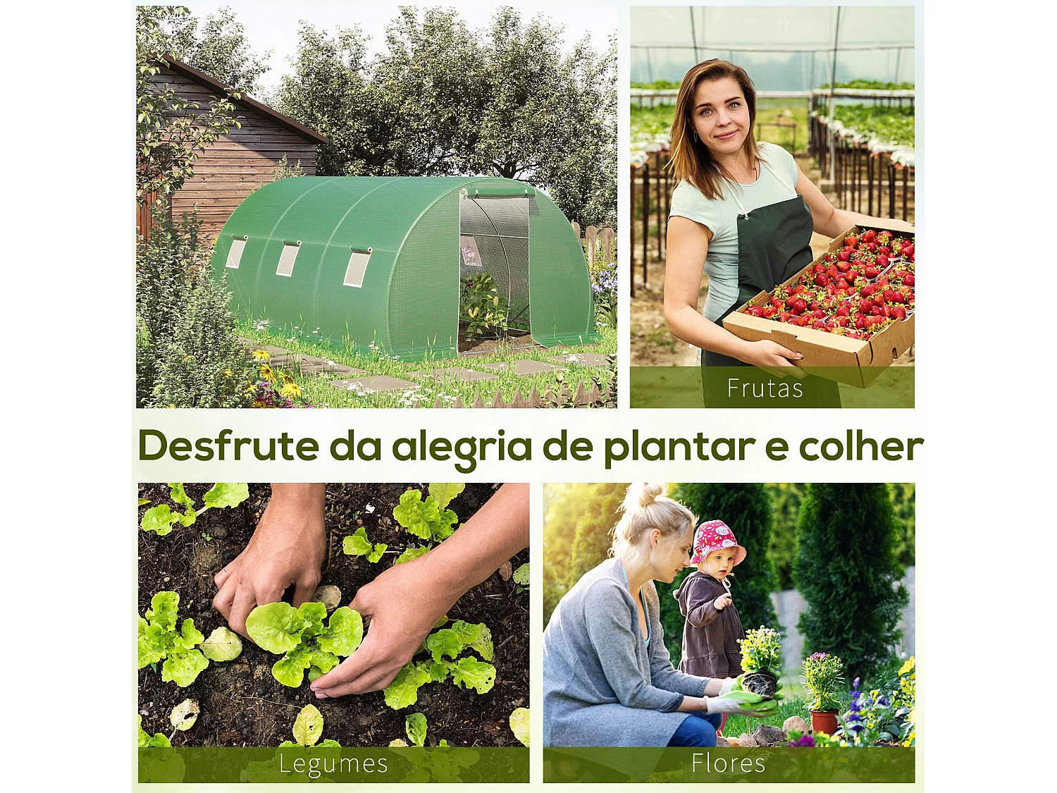 Estufa Tipo Túnel 4,5x3x2 m para Jardim com Janelas de Malha e Porta Enrolável