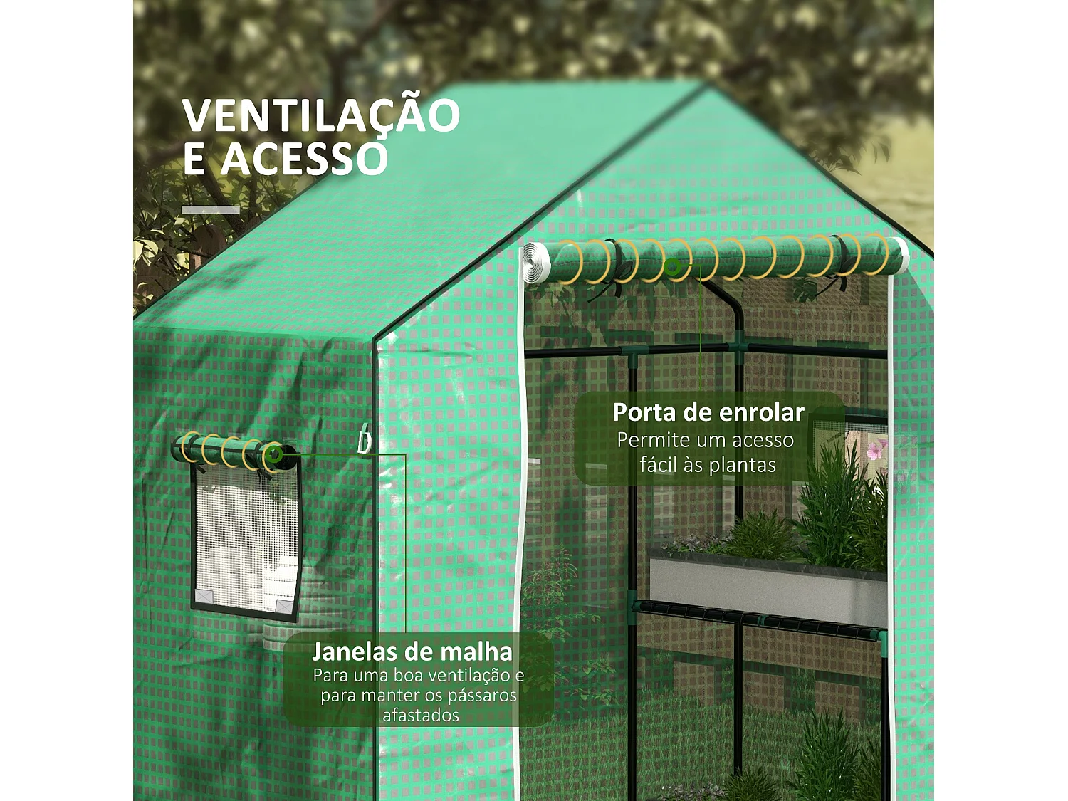 Cobertura Reforçada para Estufa Verde – 140x73x190 cm – Proteção UV e Ventilação Eficiente