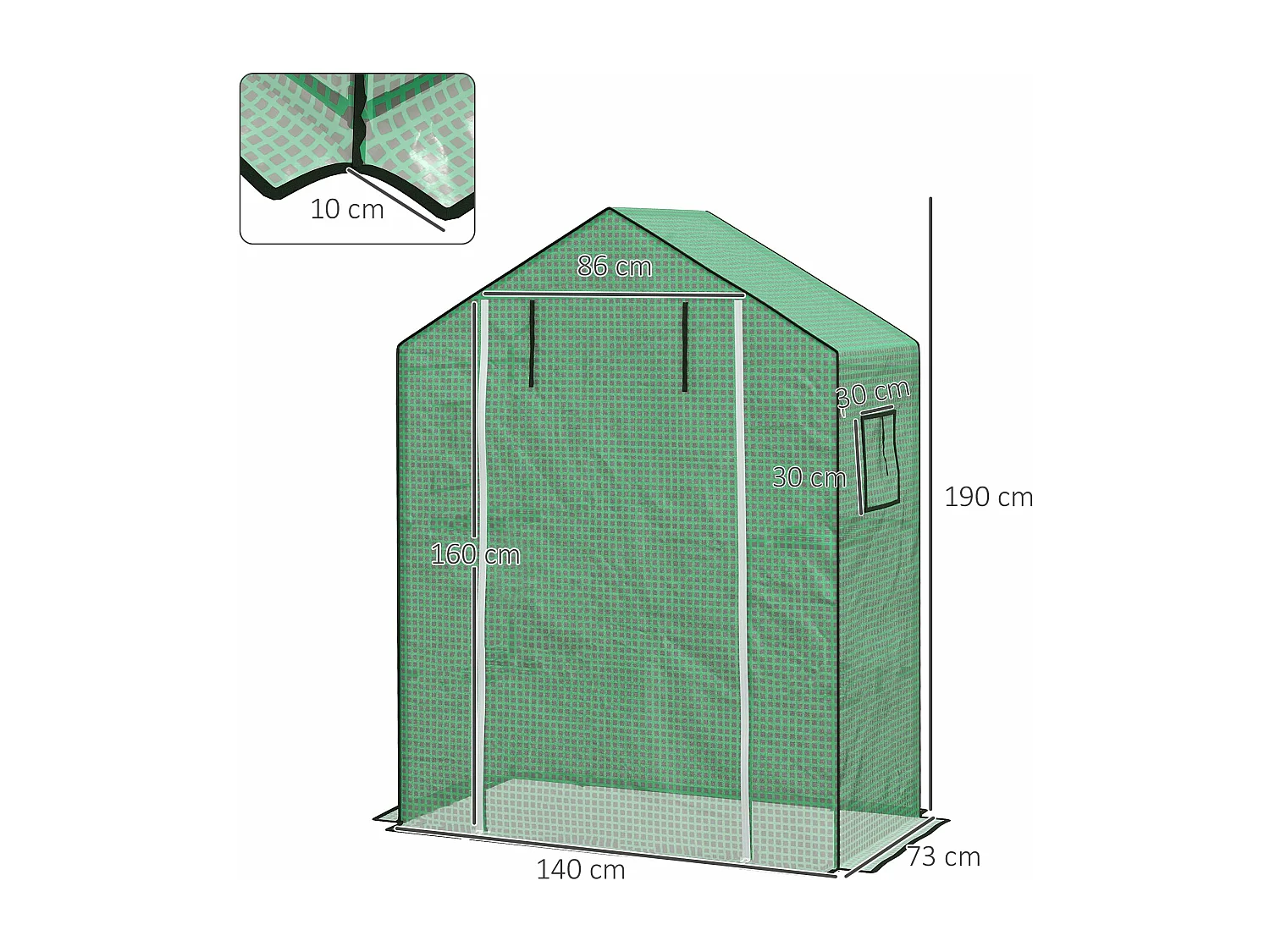 Cobertura Reforçada para Estufa Verde – 140x73x190 cm – Proteção UV e Ventilação Eficiente