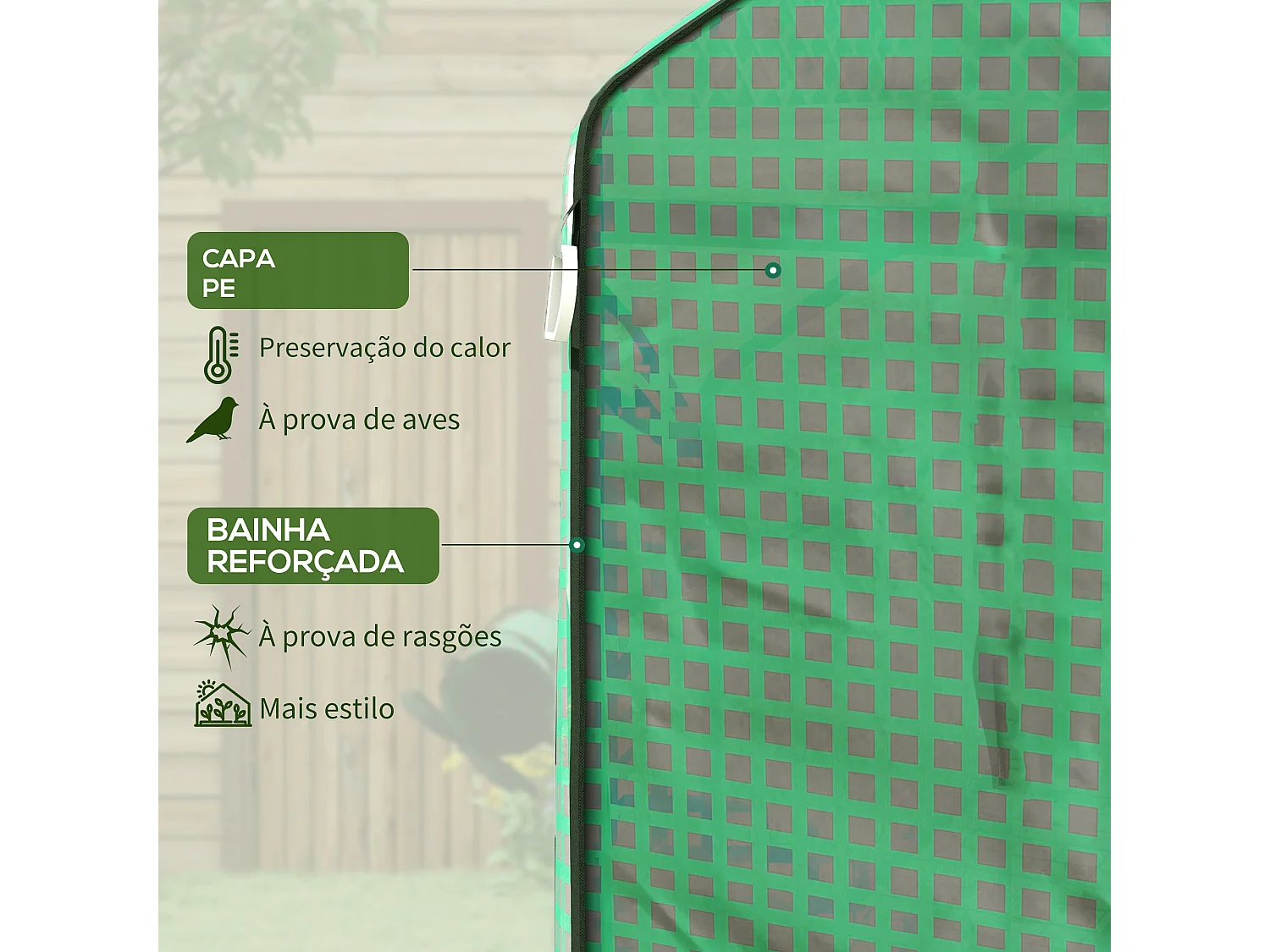 Cobertura Reforçada para Estufa Verde – 140x73x190 cm – Proteção UV e Ventilação Eficiente