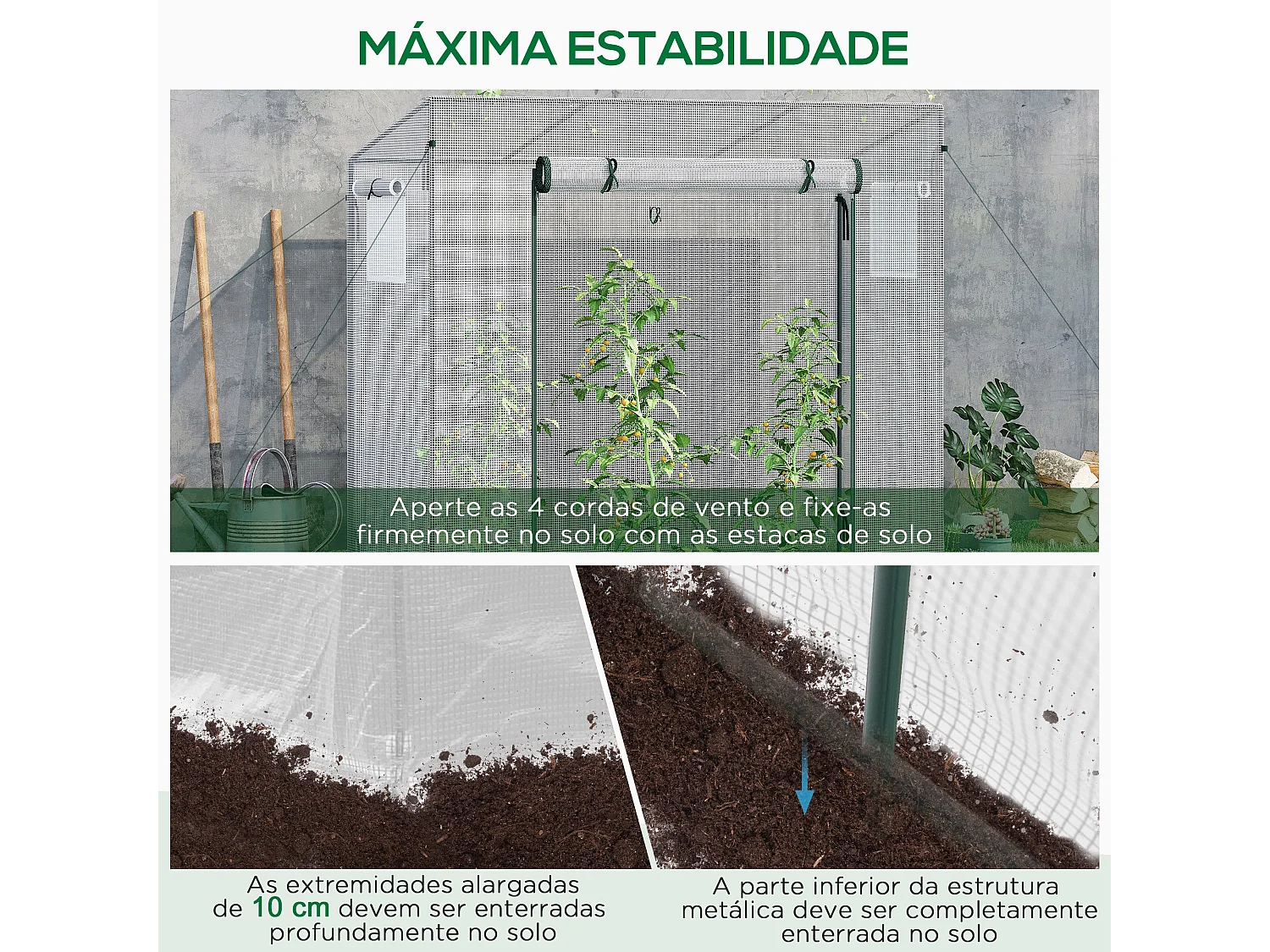 Estufa de Jardim Jardinette Blanche com Estrutura Durável em Aço e Porta Enrolável – Ideal para Cultivo de Plantas