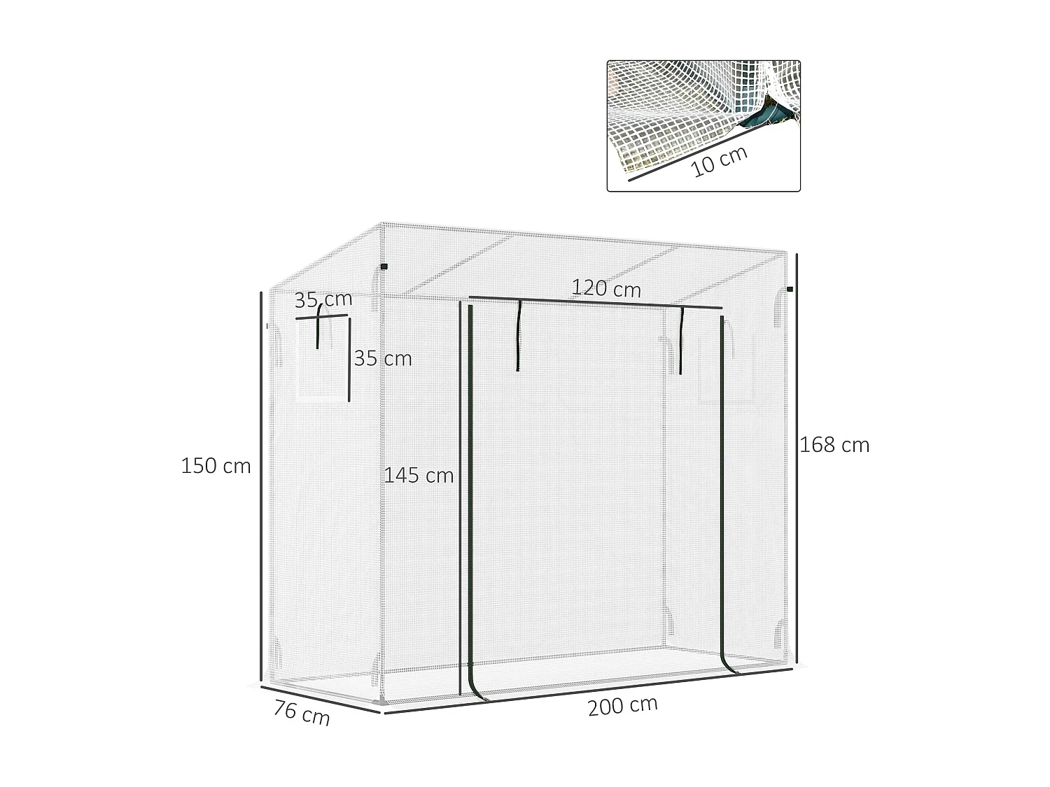 Estufa de Jardim Jardinette Blanche com Estrutura Durável em Aço e Porta Enrolável – Ideal para Cultivo de Plantas