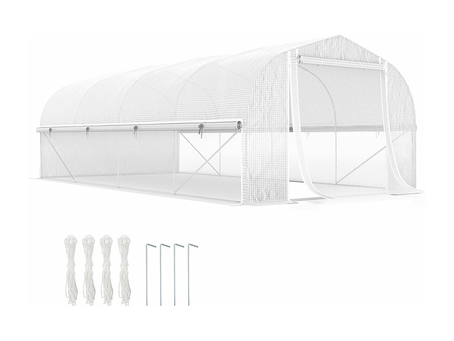 Estufa Túnel 6x3x2 m com 8 Janelas e Porta Enrolável - Proteção UV e Estrutura Resistente para Cultivo de Plantas