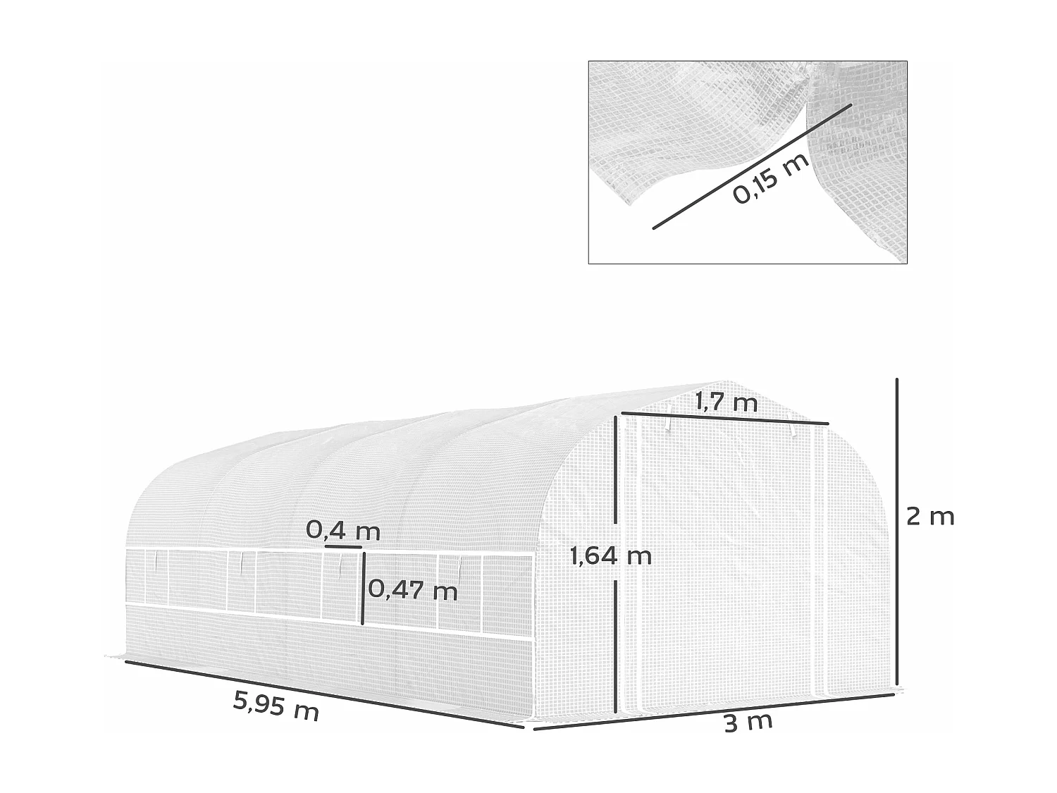 Estufa Túnel 6x3x2 m com 8 Janelas e Porta Enrolável - Proteção UV e Estrutura Resistente para Cultivo de Plantas