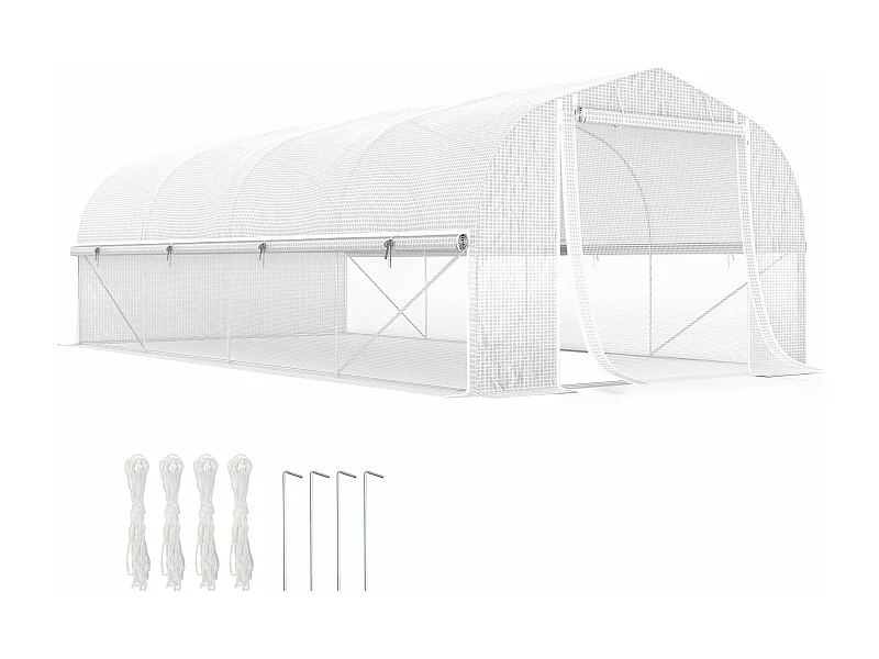 Estufa Túnel 6x3x2 m com 8 Janelas e Porta Enrolável - Proteção UV e Estrutura Resistente para Cultivo de Plantas