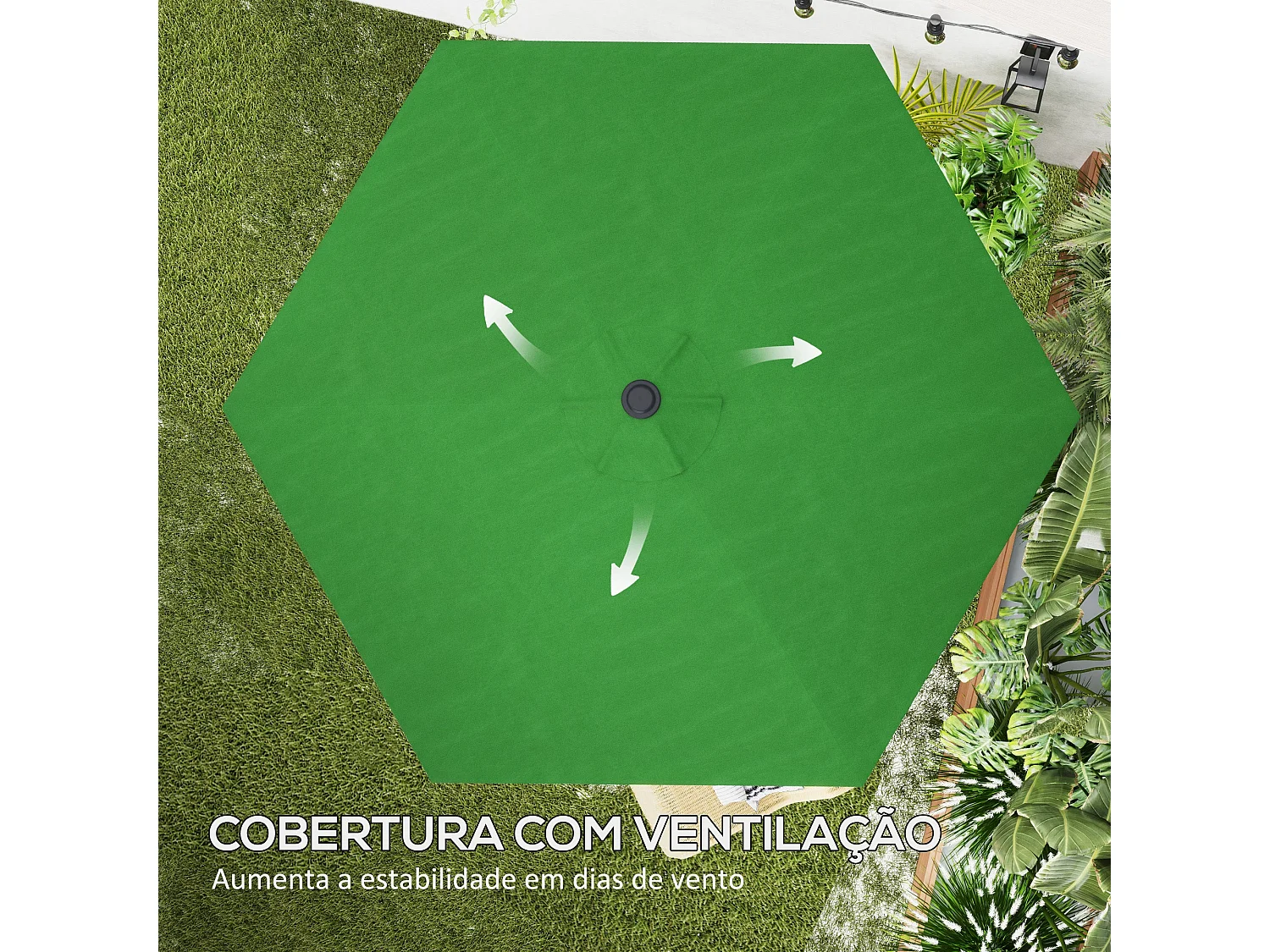 Toldo de Substituição Verde para Chapéu de Sol de 3m com Ventilação e Proteção UV 30+