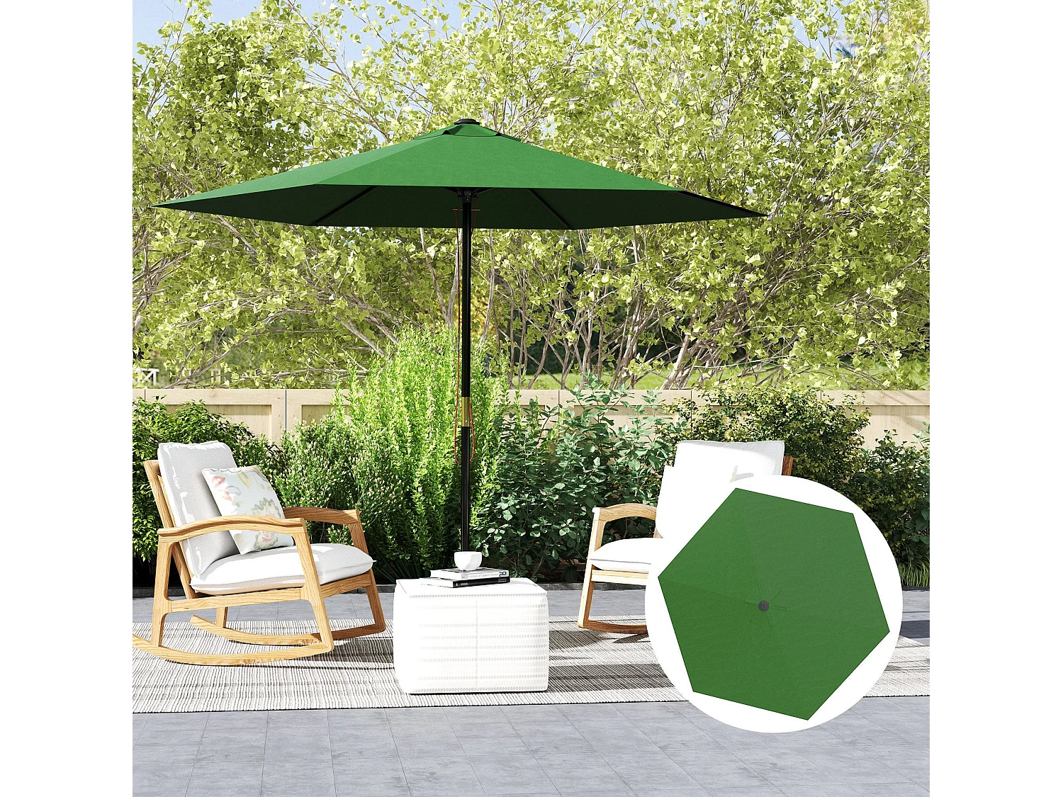 Toldo de Substituição Verde para Chapéu de Sol de 3m com Ventilação e Proteção UV 30+