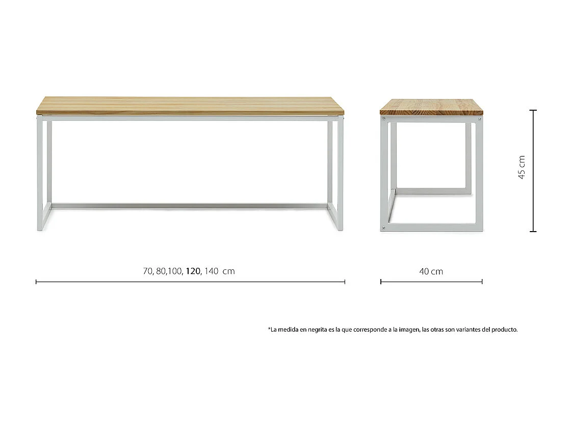 Banc Banquette iCub3 – style scandinave  40x80x45cm Blanc-Naturel