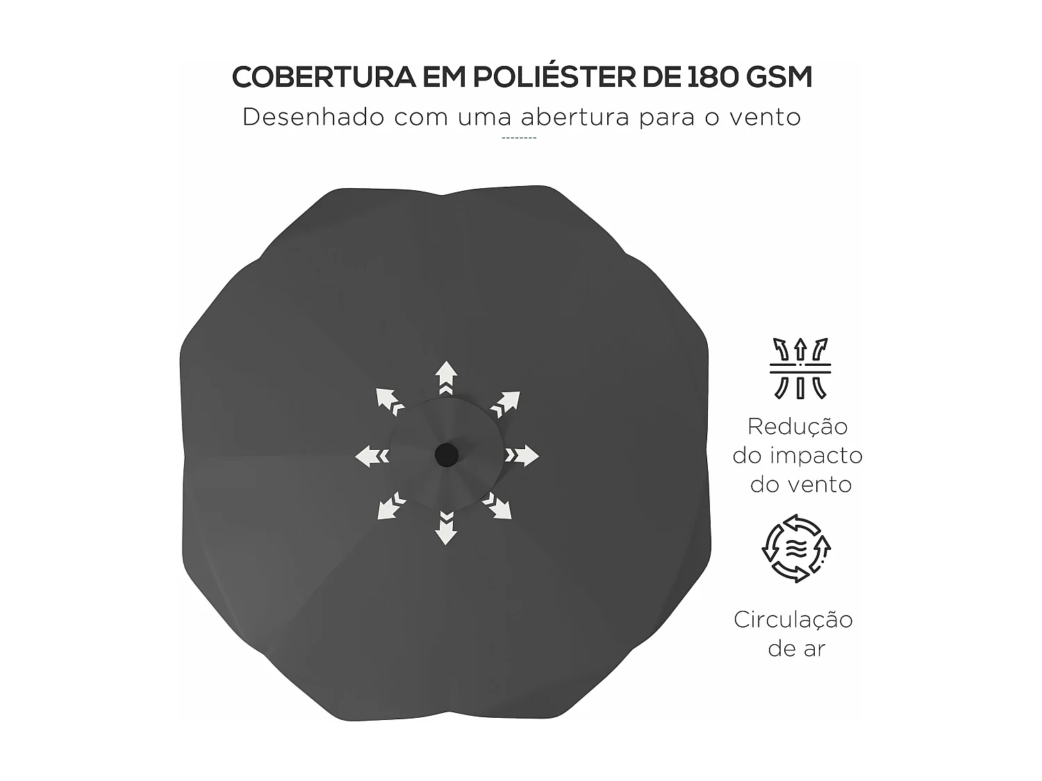 Guarda-Sol de Jardim Oslo com Luzes LED – Design Moderno e Elegante em Cinza Escuro