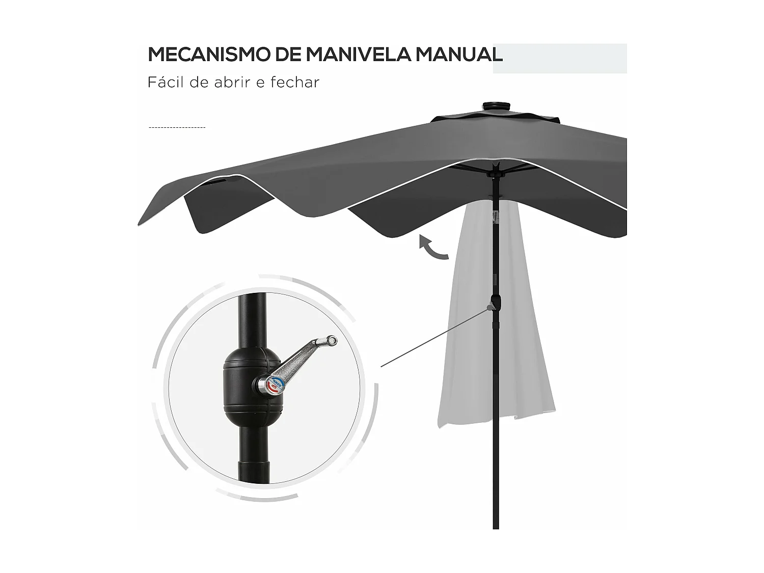 Guarda-Sol de Jardim Oslo com Luzes LED – Design Moderno e Elegante em Cinza Escuro