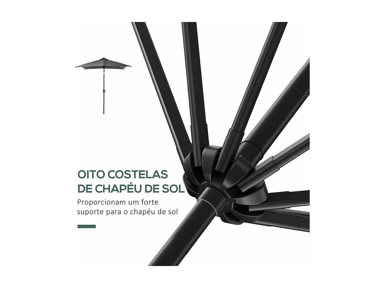 Sombrilla de jardín Outsunny techo inclinable luz LED gris oscuro 248x268x205 cm