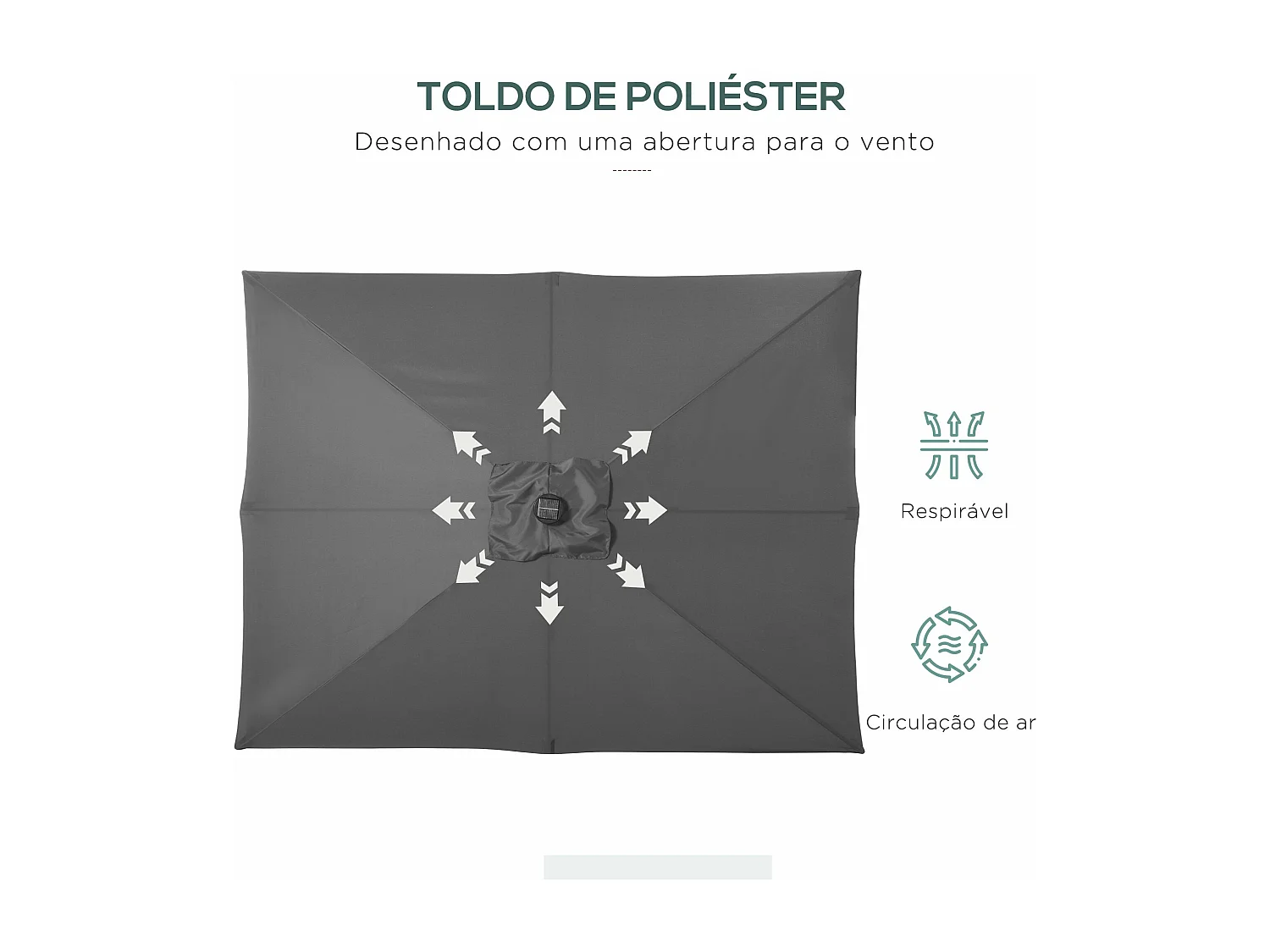 Sombrilla de jardín Outsunny techo inclinable luz LED gris oscuro 248x268x205 cm