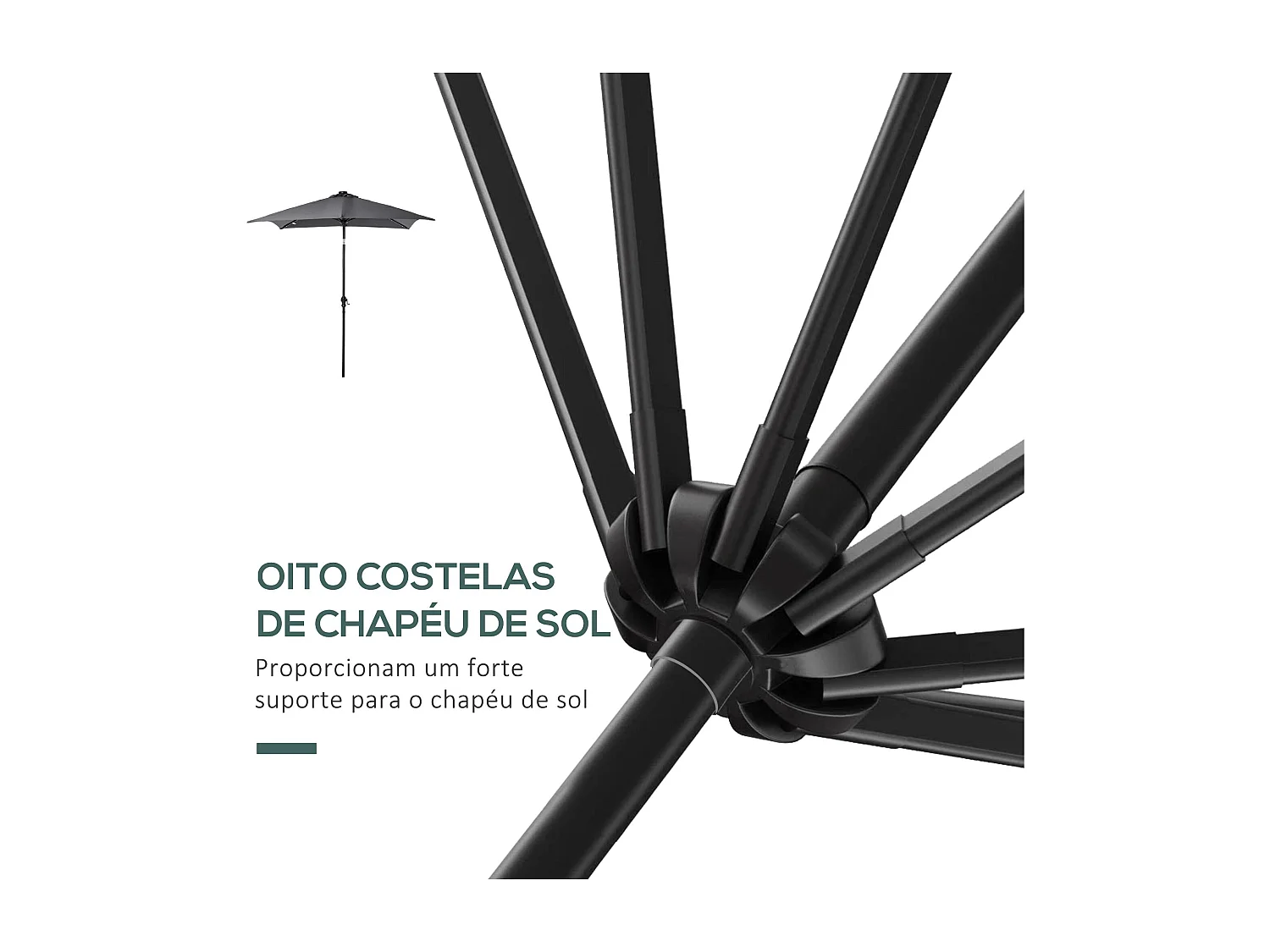 Sombrilla de jardín Outsunny techo inclinable luz LED gris oscuro 248x268x205 cm