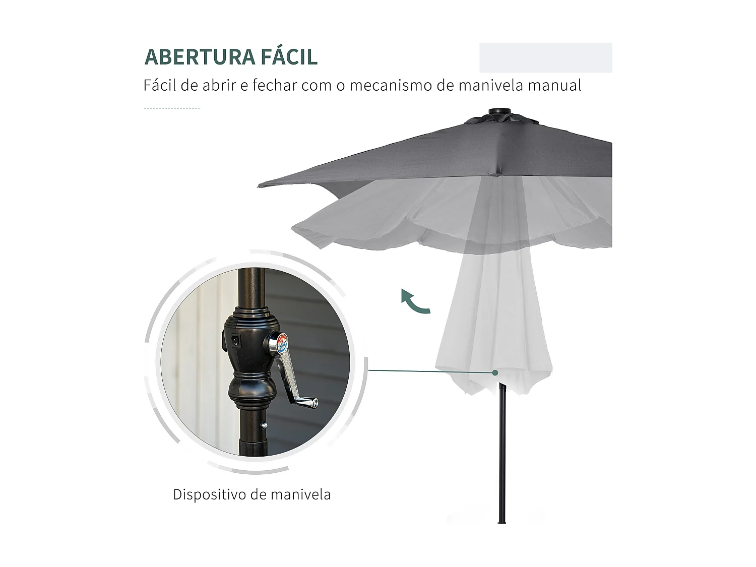 Guarda-sol de Jardim Como 268x205x248 com Proteção Solar e Luzes LED