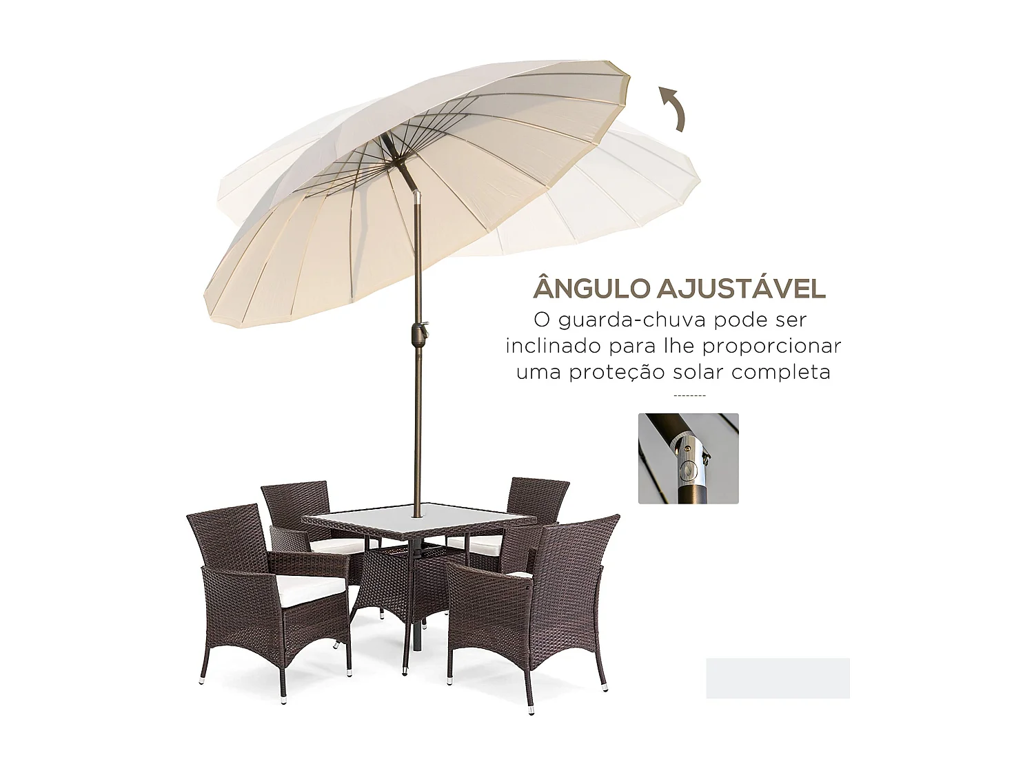 Sombrilla Austin Outsunny ángulo ajustable crema Ø250x240 cm
