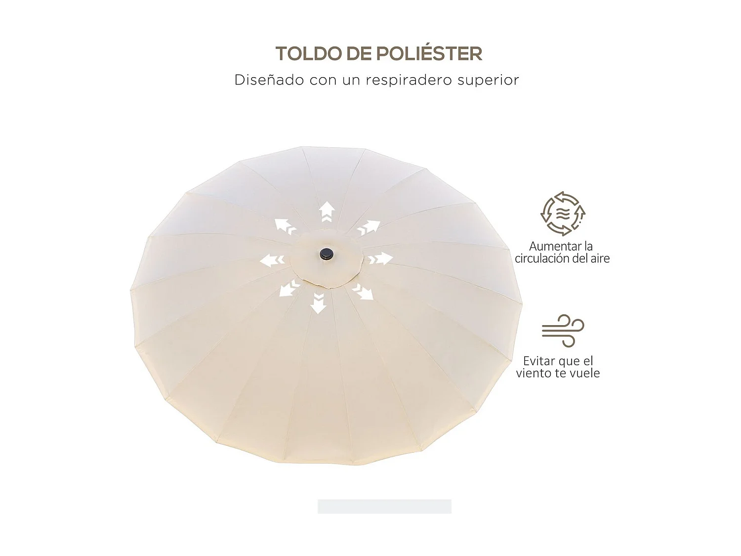 Sombrilla Austin Outsunny ángulo ajustable crema Ø250x240 cm