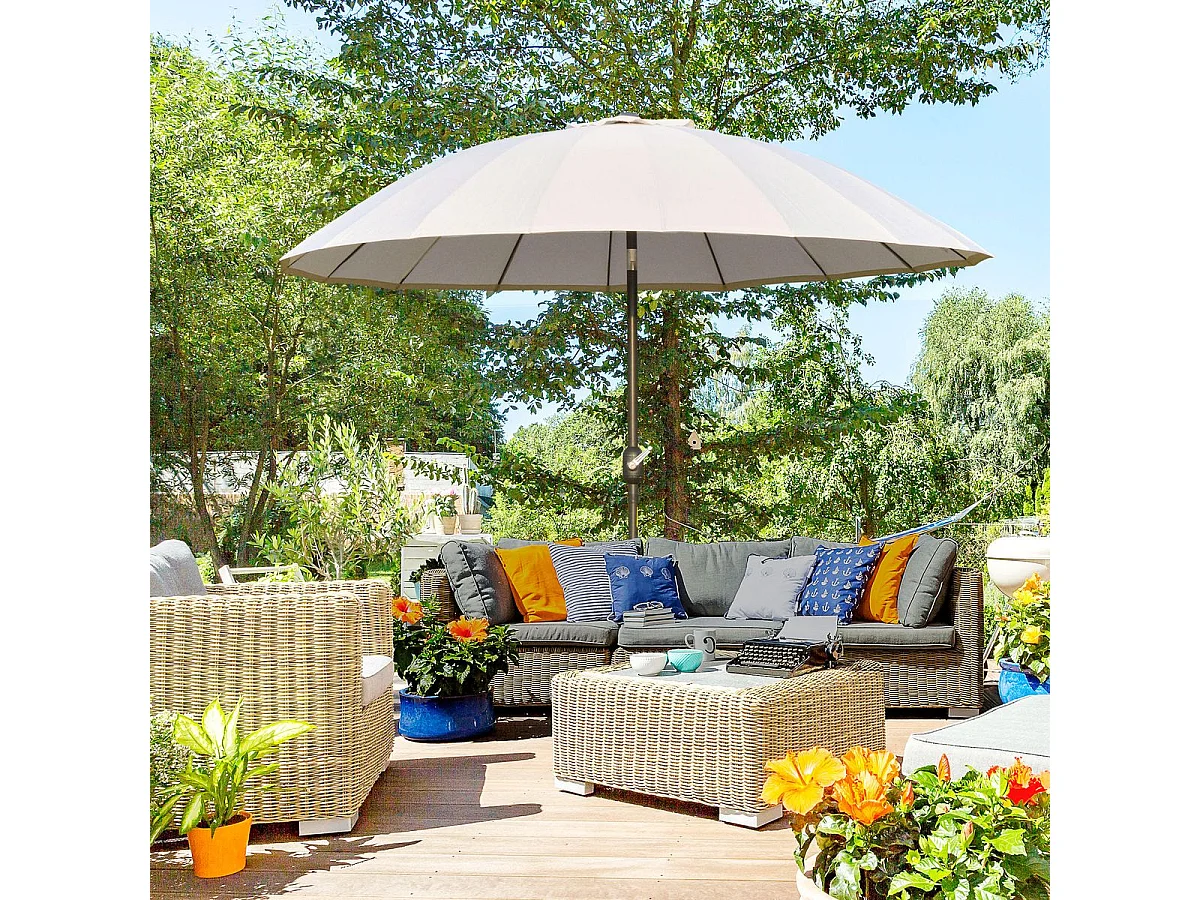 Sombrilla Austin Outsunny ángulo ajustable crema Ø250x240 cm