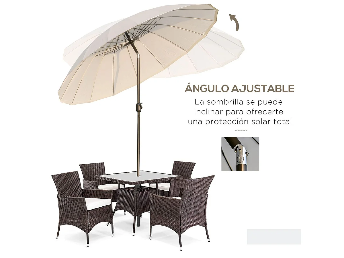 Sombrilla Austin Outsunny ángulo ajustable crema Ø250x240 cm
