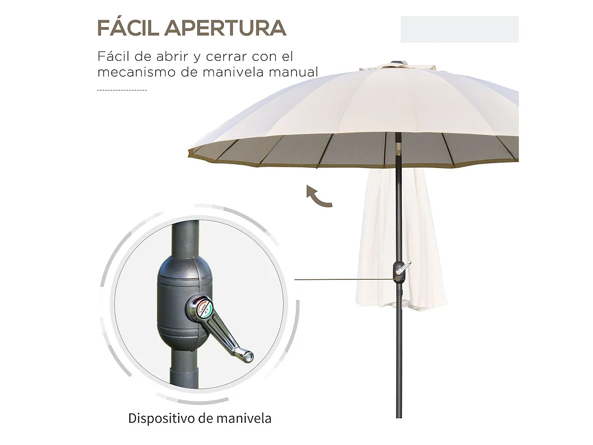 Sombrilla Austin Outsunny ángulo ajustable crema Ø250x240 cm
