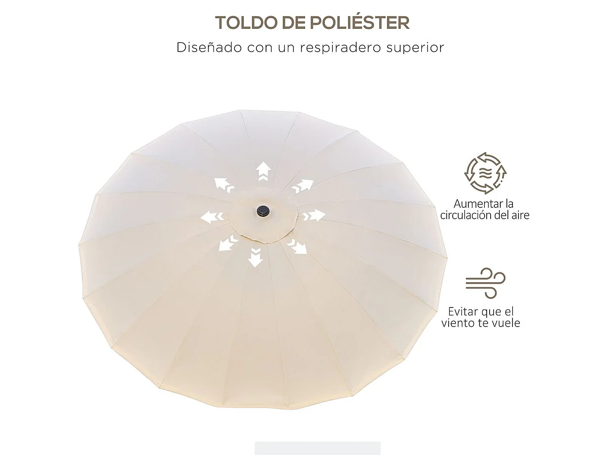 Sombrilla Austin Outsunny ángulo ajustable crema Ø250x240 cm