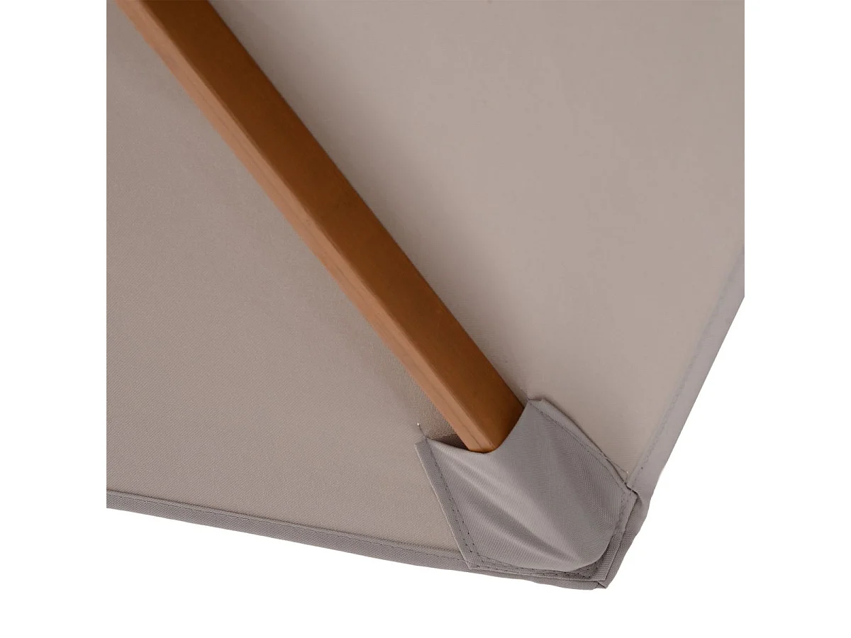 Sombrilla de jardín Outsunny marco de madera apertura cuerda gris Ø2,50x2,30 m