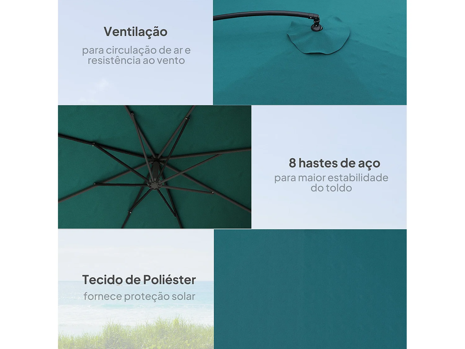 Guarda-sol de Jardim Forli 295x295x260 - Proteção Solar Elegante e Funcional