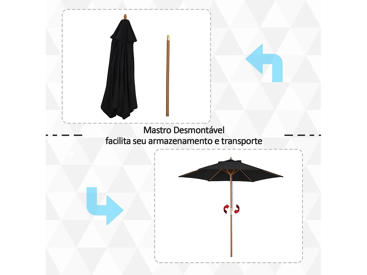 Guarda-Sol de Jardim Siena com Sistema de Polia e Hastes Resistentes – Ideal para Sombreamento Exterior