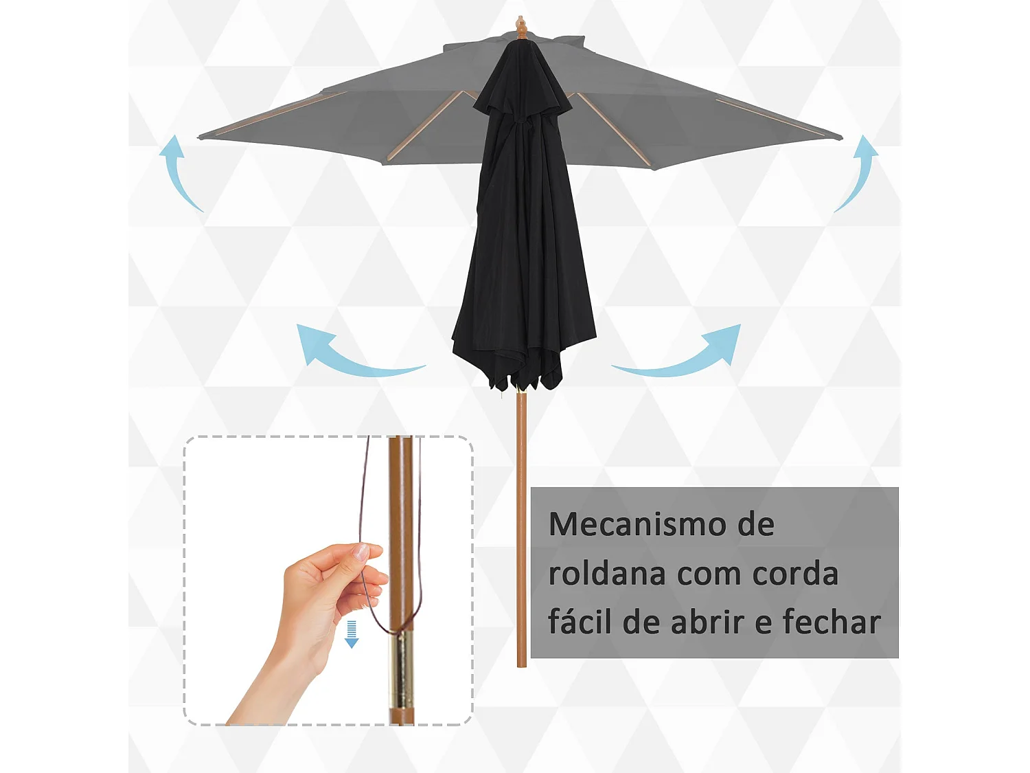 Guarda-Sol de Jardim Siena com Sistema de Polia e Hastes Resistentes – Ideal para Sombreamento Exterior