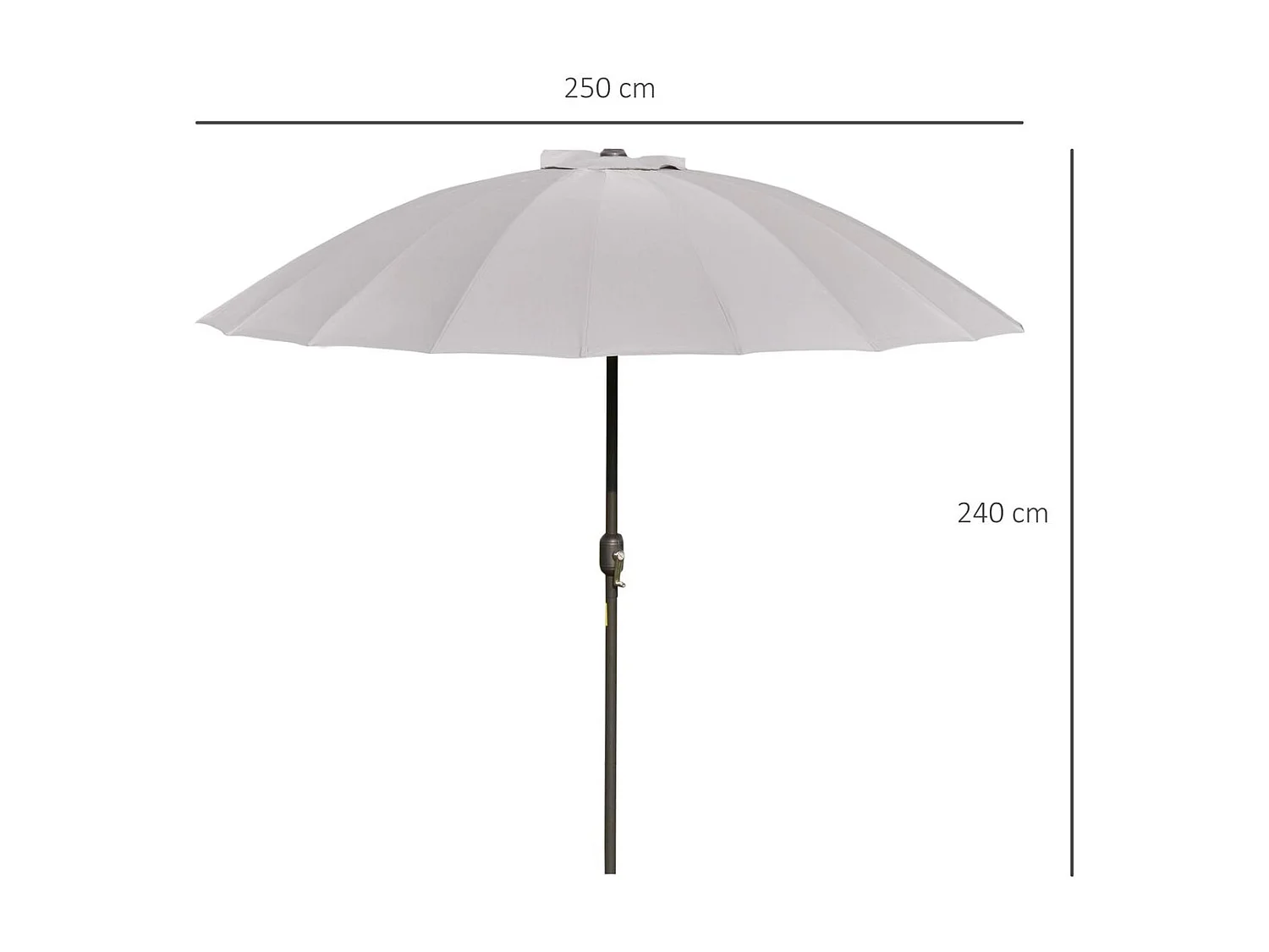 Sombrilla Austin Outsunny ángulo ajustable gris claro Ø250x240 cm