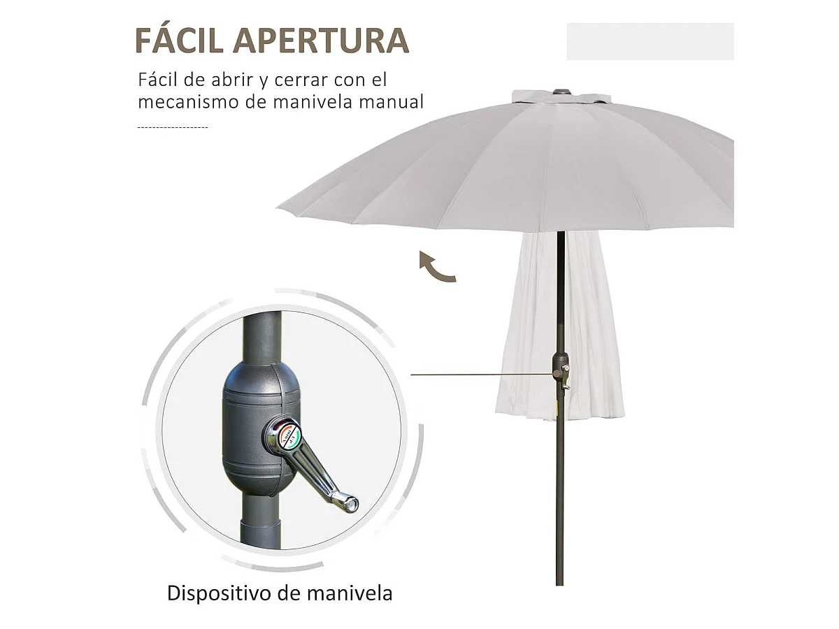 Sombrilla Austin Outsunny ángulo ajustable gris claro Ø250x240 cm