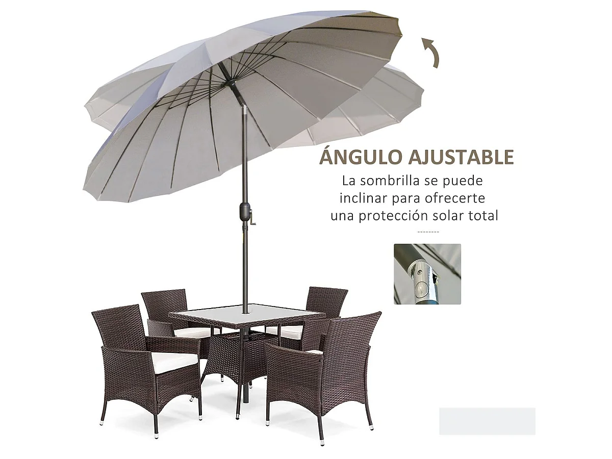 Sombrilla Austin Outsunny ángulo ajustable gris claro Ø250x240 cm