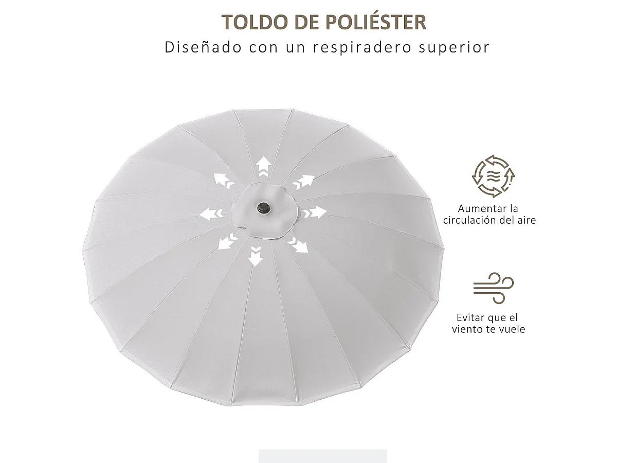 Sombrilla Austin Outsunny ángulo ajustable gris claro Ø250x240 cm